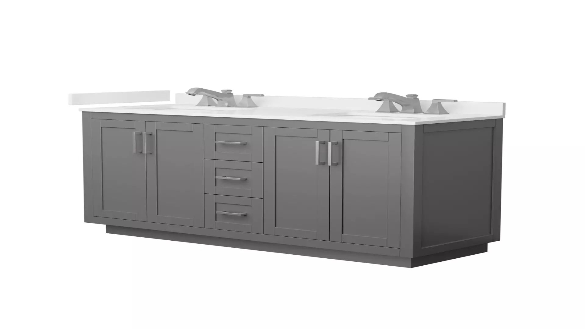 Miranda 60 Inch Double Bathroom Vanity in Dark Gray, White Quartz Countertop, Undermount Square Sinks (3-Hole), Brushed Nickel Trim material