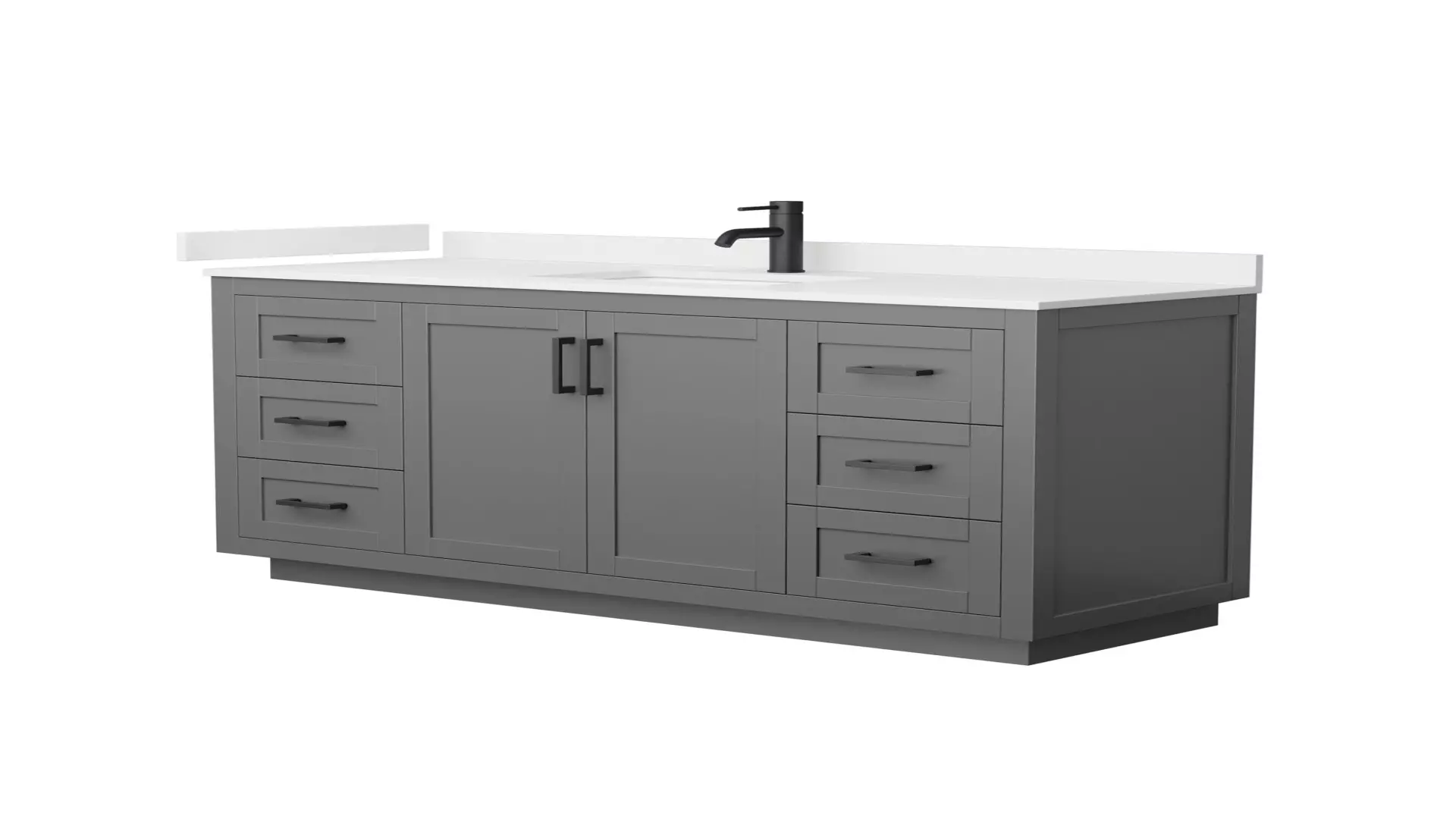 Miranda 60 Inch Single Bathroom Vanity in Dark Gray, White Quartz Countertop, Undermount Square Sink (1-Hole), Matte Black Trim material