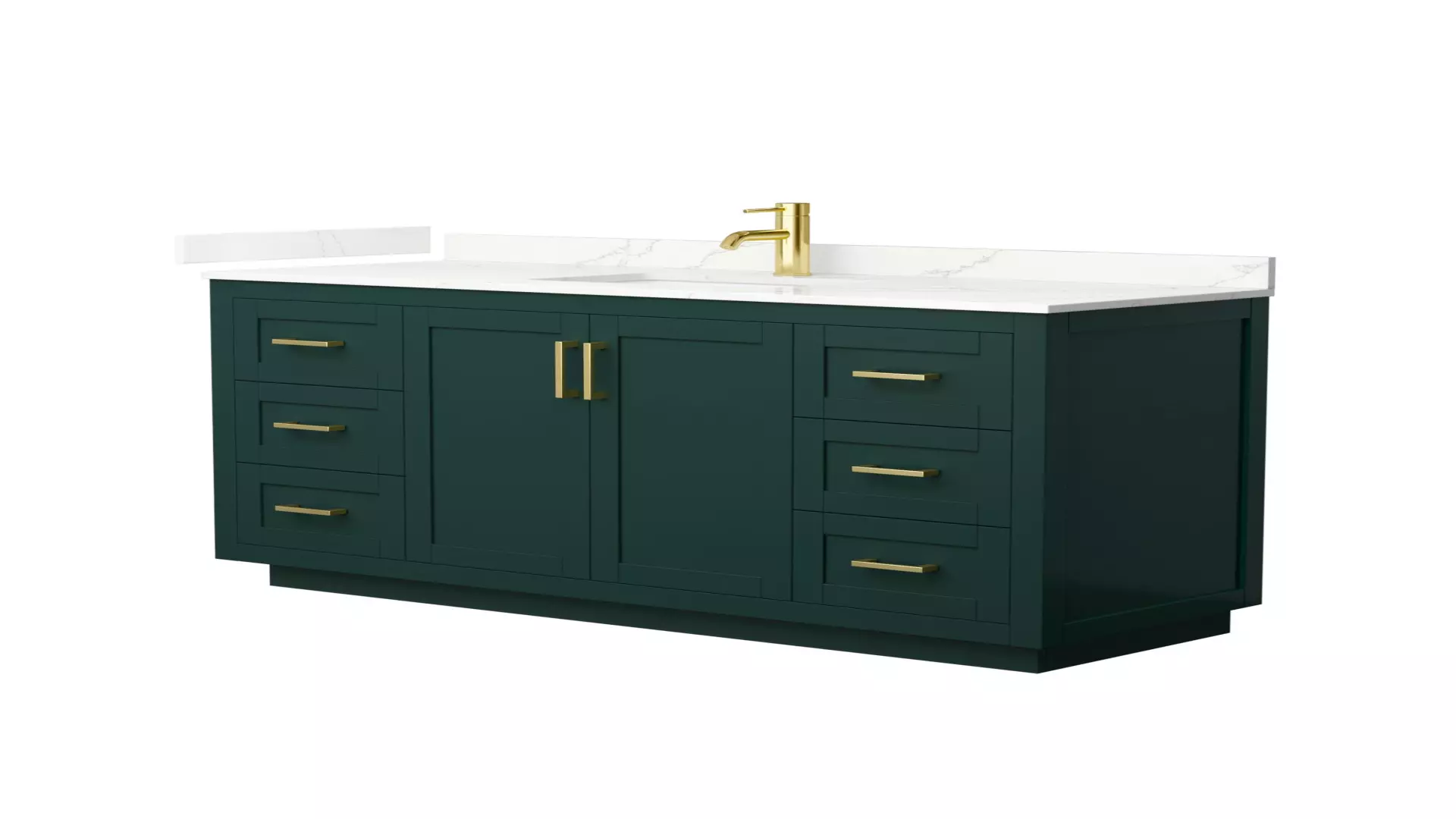 Miranda 60 Inch Single Bathroom Vanity in Green, Giotto Quartz Countertop, Undermount Square Sink (1-Hole), Brushed Gold Trim material