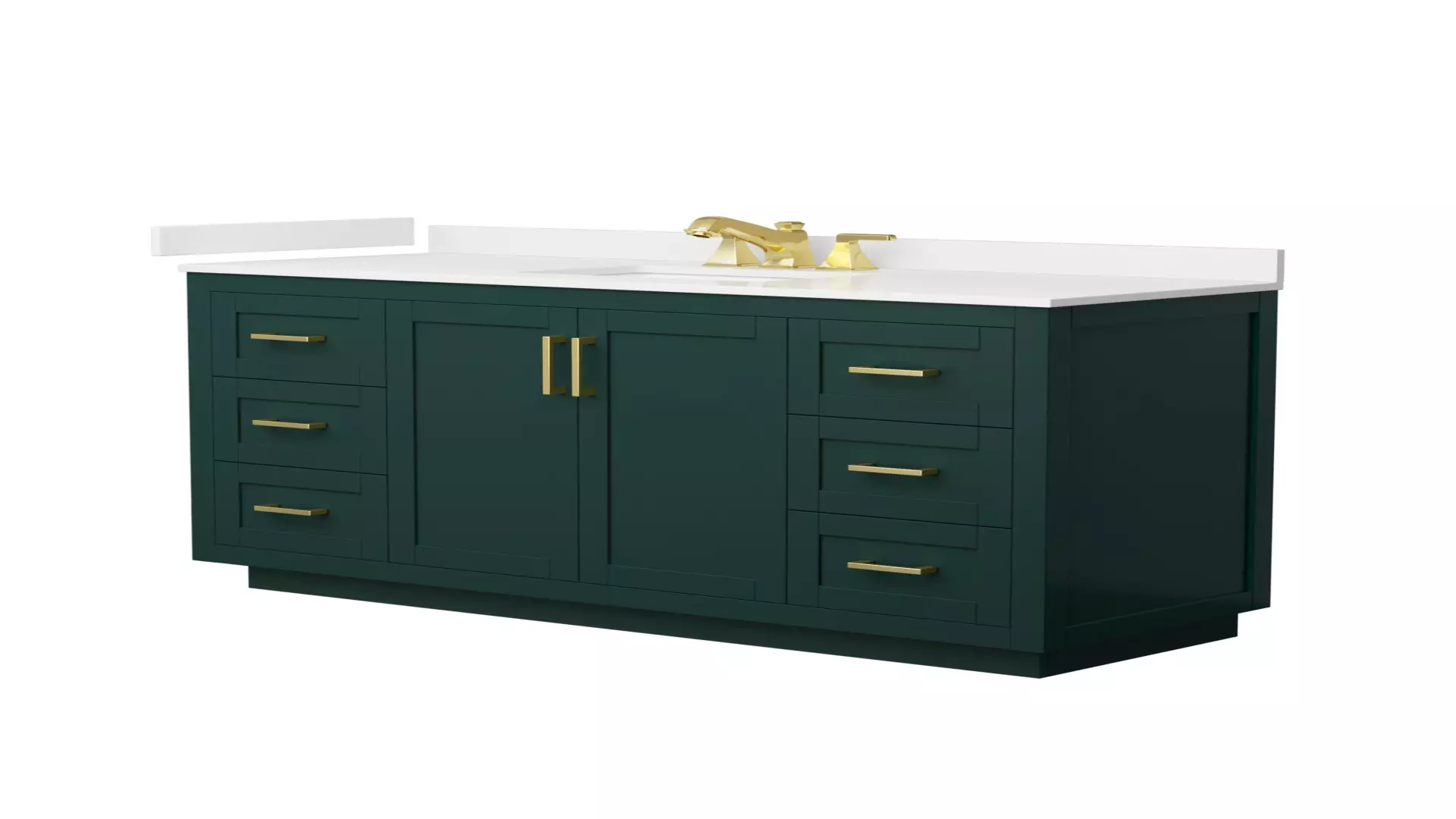 Miranda 60 Inch Single Bathroom Vanity in Green, White Quartz Countertop, Undermount Square Sink (3-Hole), Brushed Gold Trim material