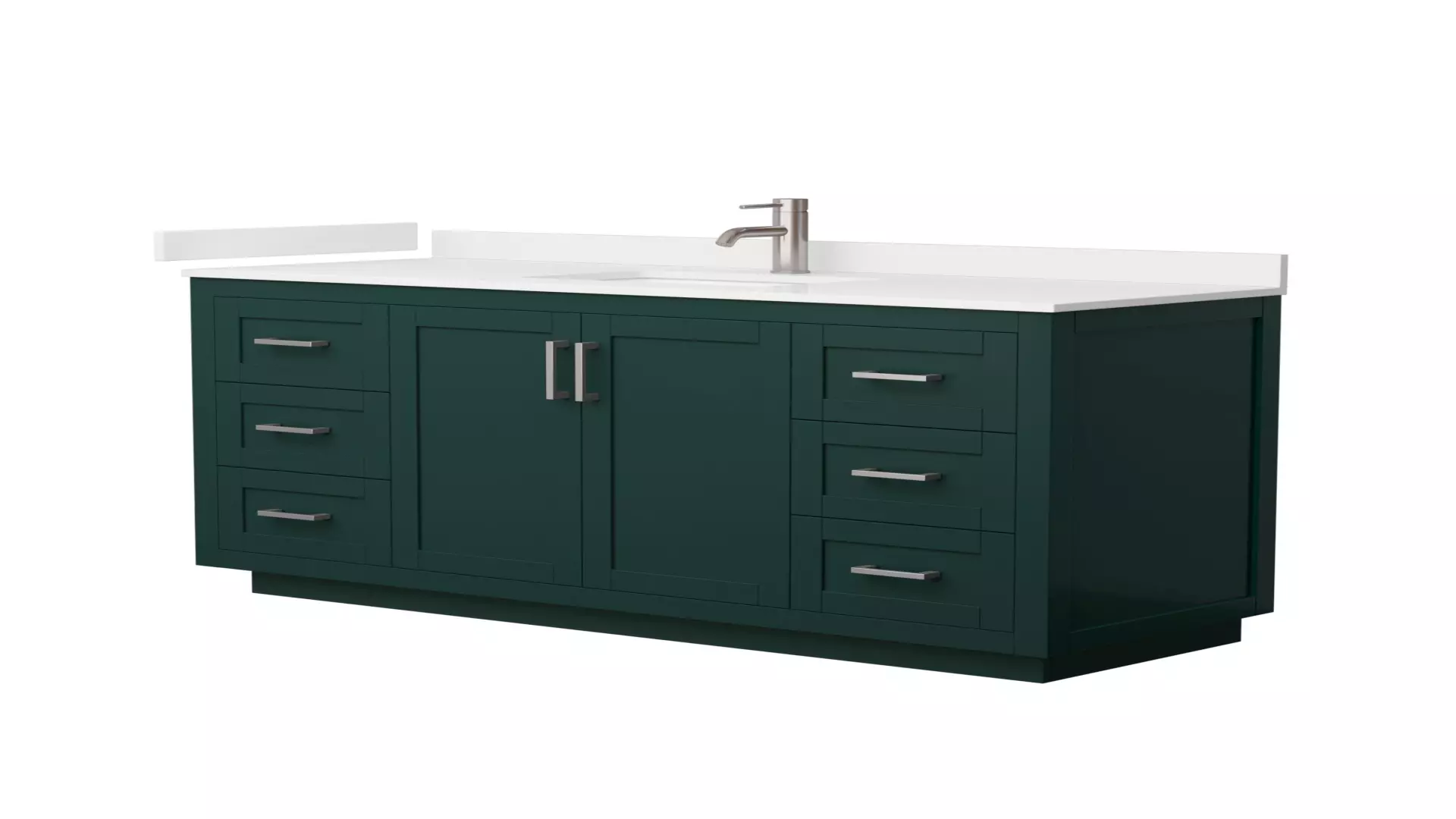 Miranda 60 Inch Single Bathroom Vanity in Green, White Quartz Countertop, Undermount Square Sink (1-Hole), Brushed Nickel Trim material