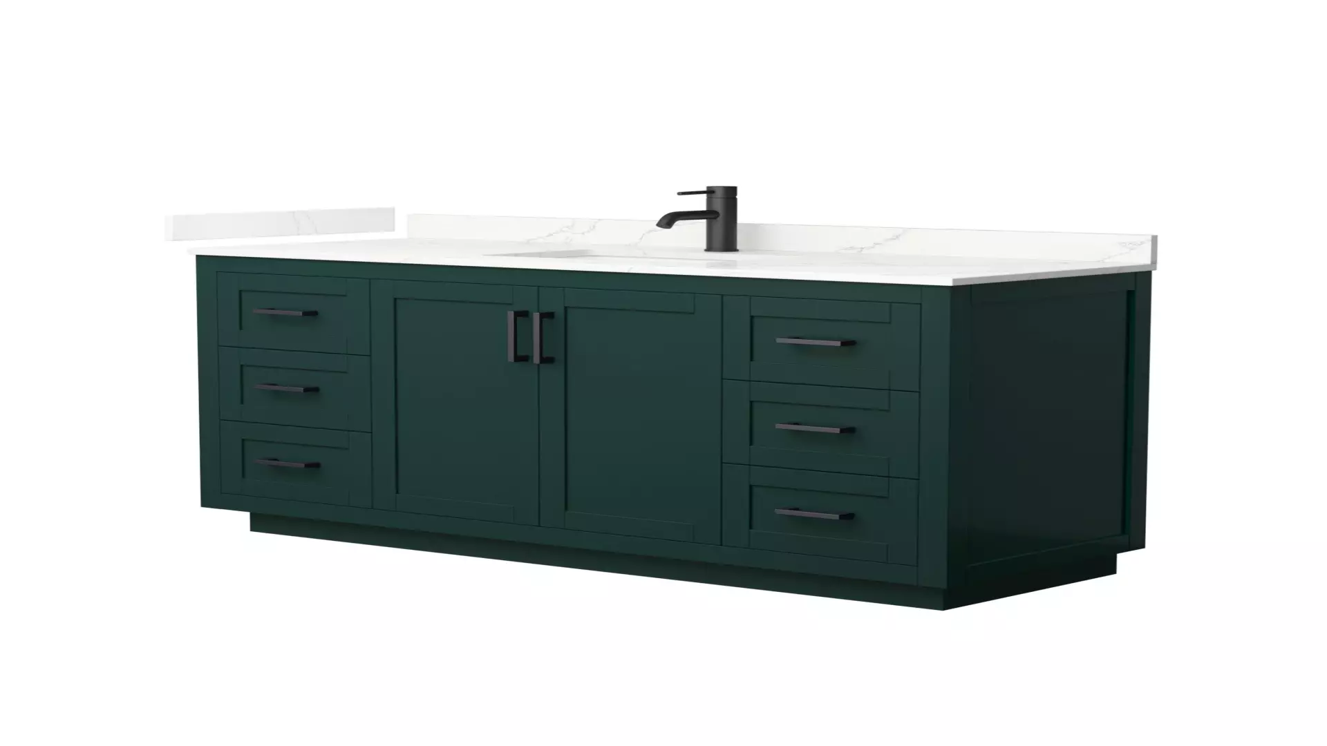 Miranda 60 Inch Single Bathroom Vanity in Green, Giotto Quartz Countertop, Undermount Square Sink (1-Hole), Matte Black Trim material