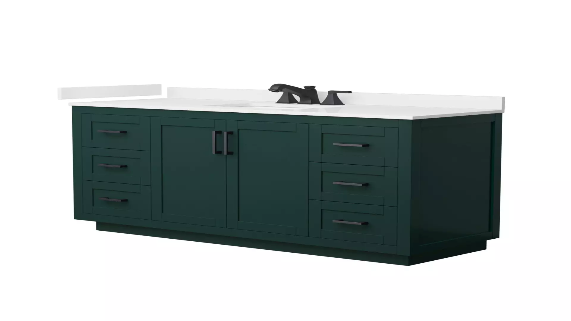 Miranda 60 Inch Single Bathroom Vanity in Green, White Quartz Countertop, Undermount Square Sink (3-Hole), Matte Black Trim material