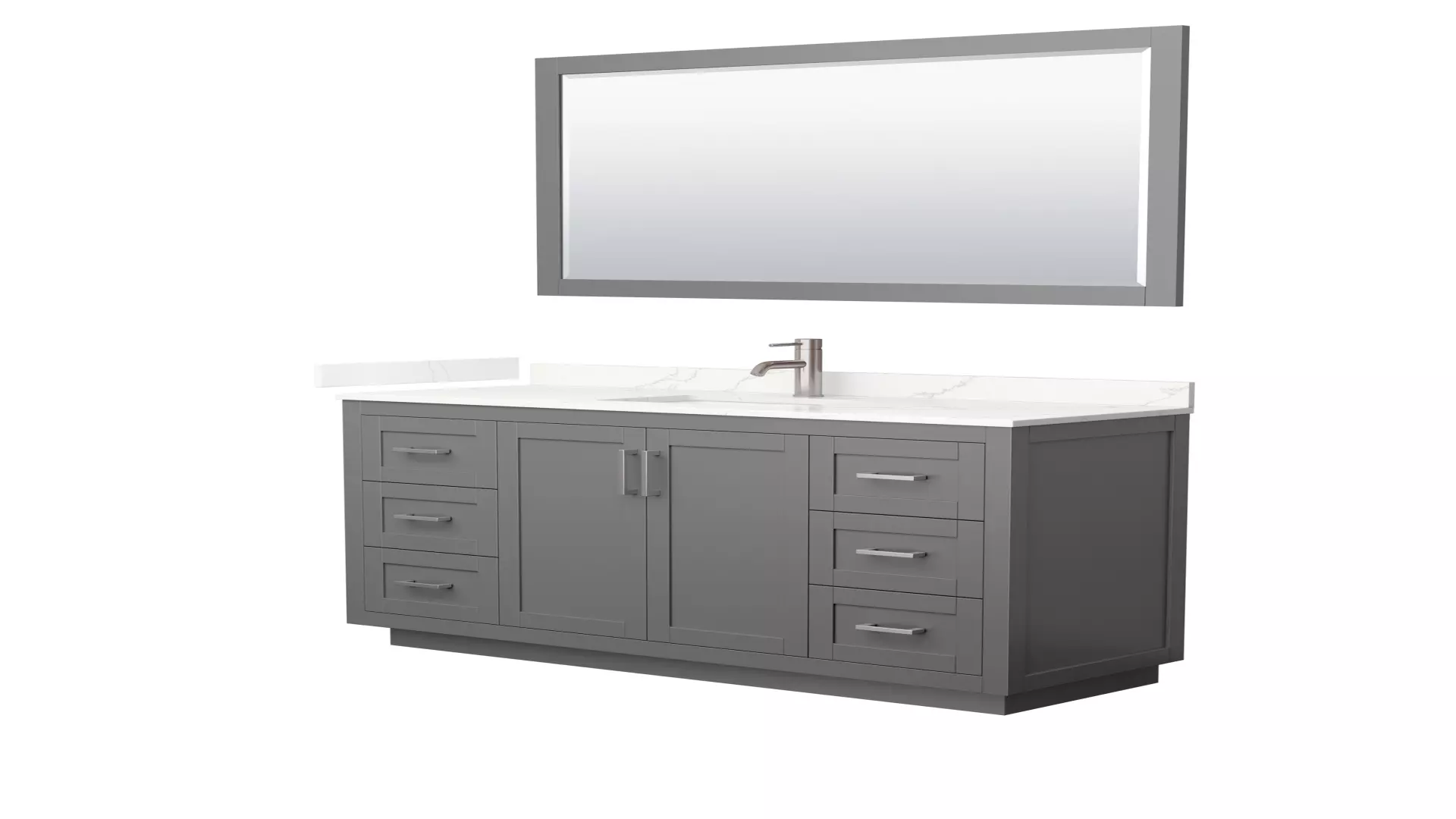 Miranda 60 Inch Single Bathroom Vanity in Dark Gray, Giotto Quartz Countertop, Undermount Square Sink (1-Hole), Brushed Nickel Trim, 58 Inch Mirror material