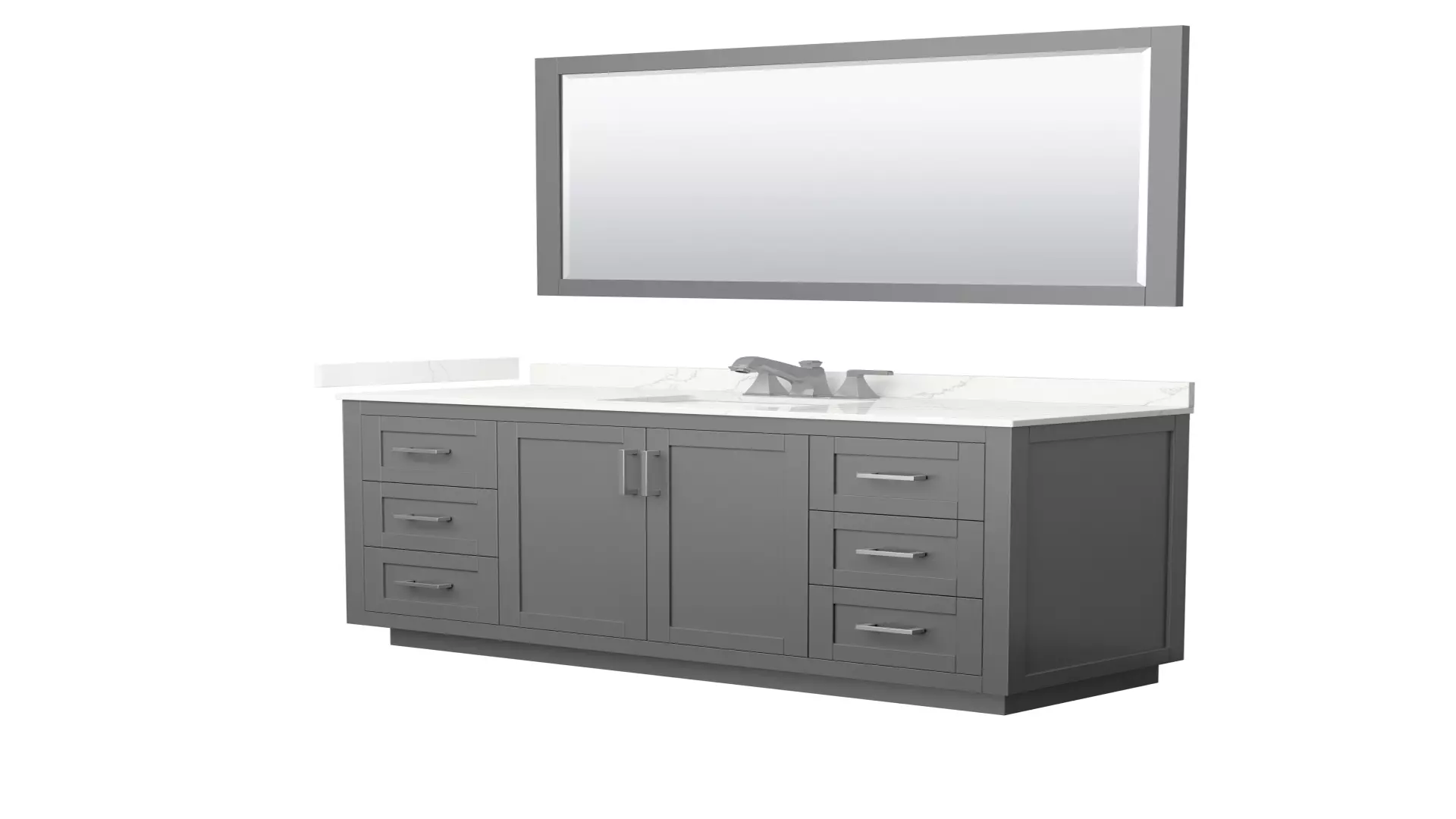 Miranda 60 Inch Single Bathroom Vanity in Dark Gray, Giotto Quartz Countertop, Undermount Square Sink (3-Hole), Brushed Nickel Trim, 58 Inch Mirror material