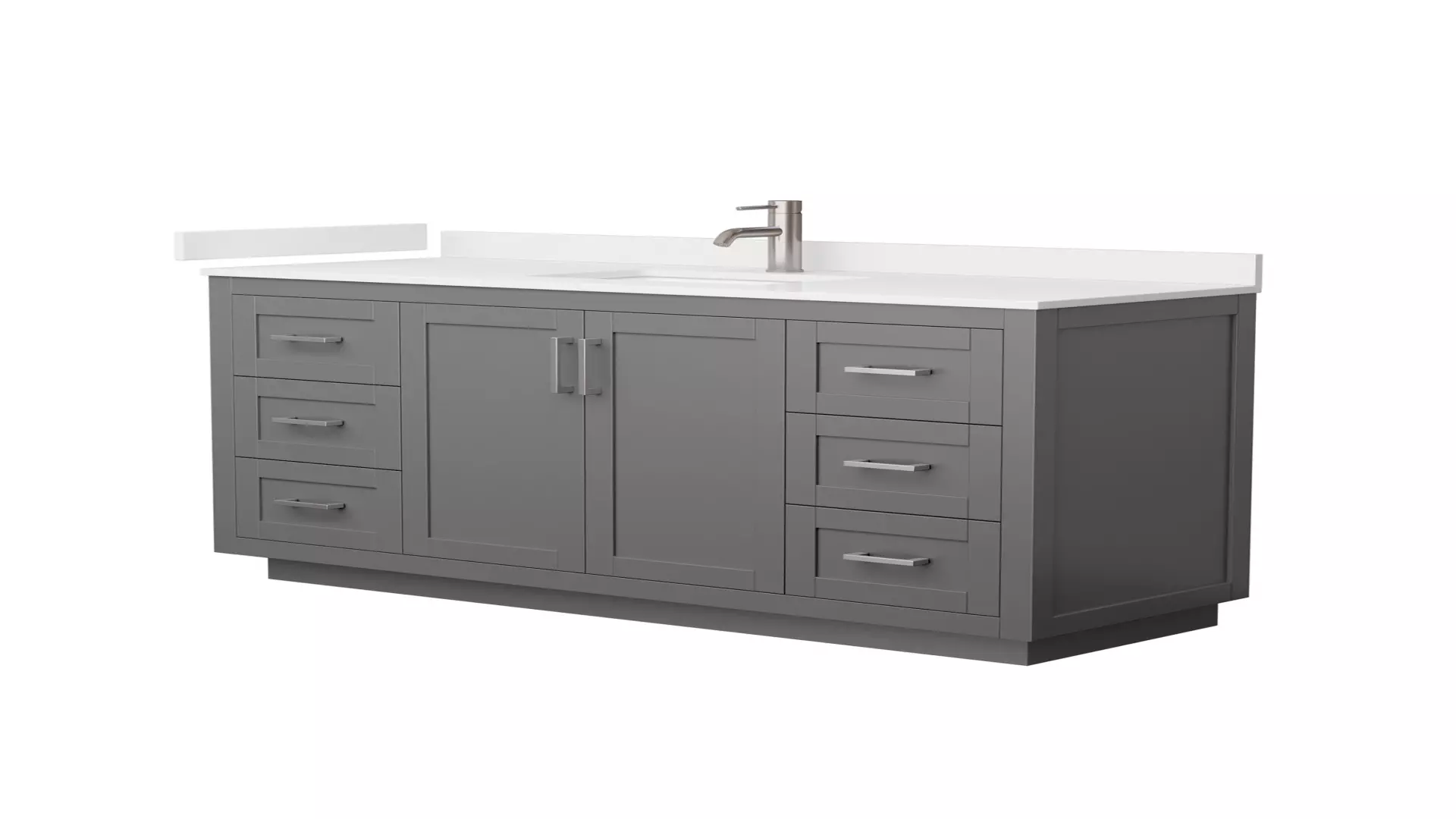 Miranda 60 Inch Single Bathroom Vanity in Dark Gray, White Quartz Countertop, Undermount Square Sink (1-Hole), Brushed Nickel Trim material