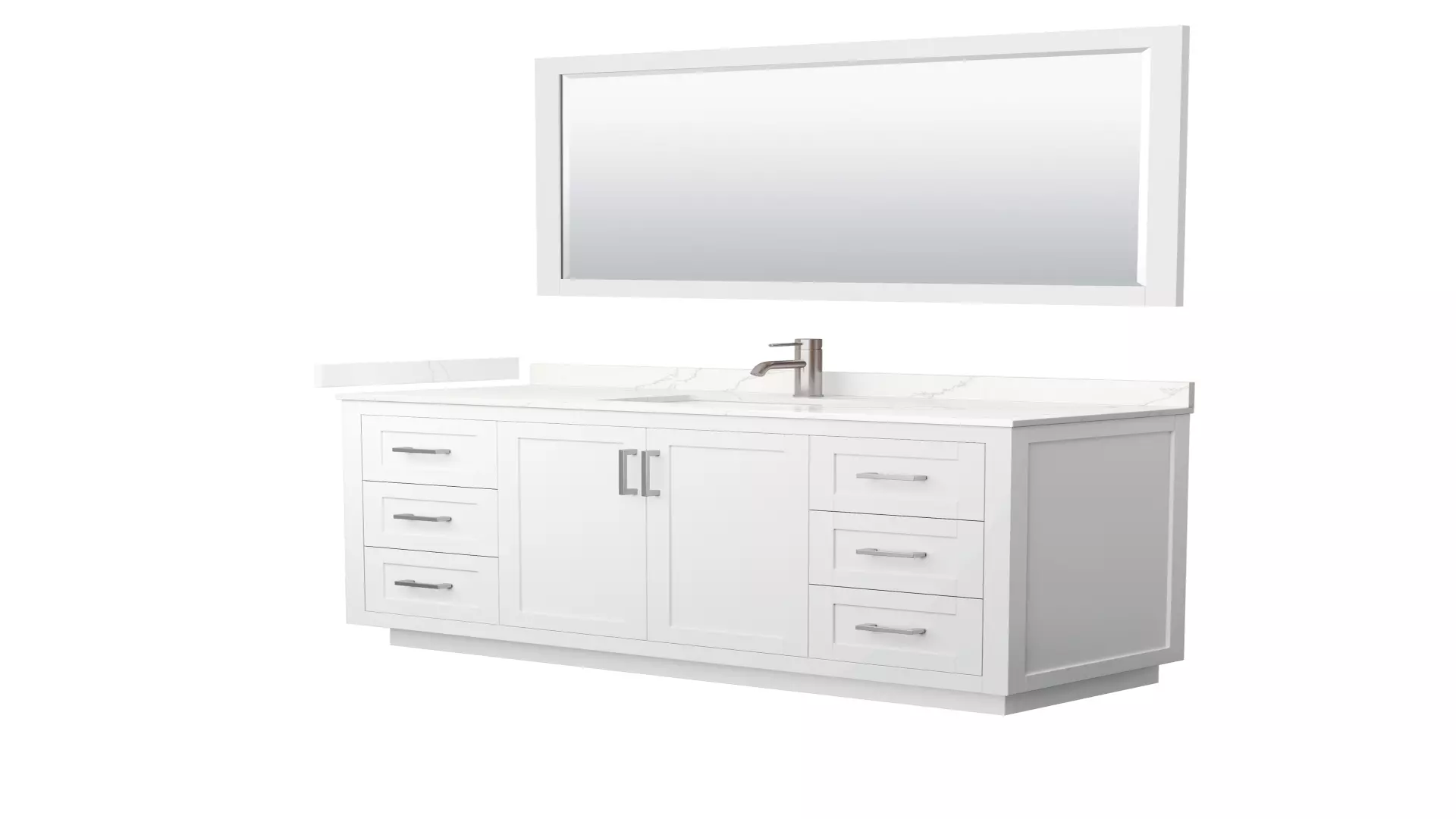 Miranda 60 Inch Single Bathroom Vanity in White, Giotto Quartz Countertop, Undermount Square Sink (1-Hole), Brushed Nickel Trim, 58 Inch Mirror material