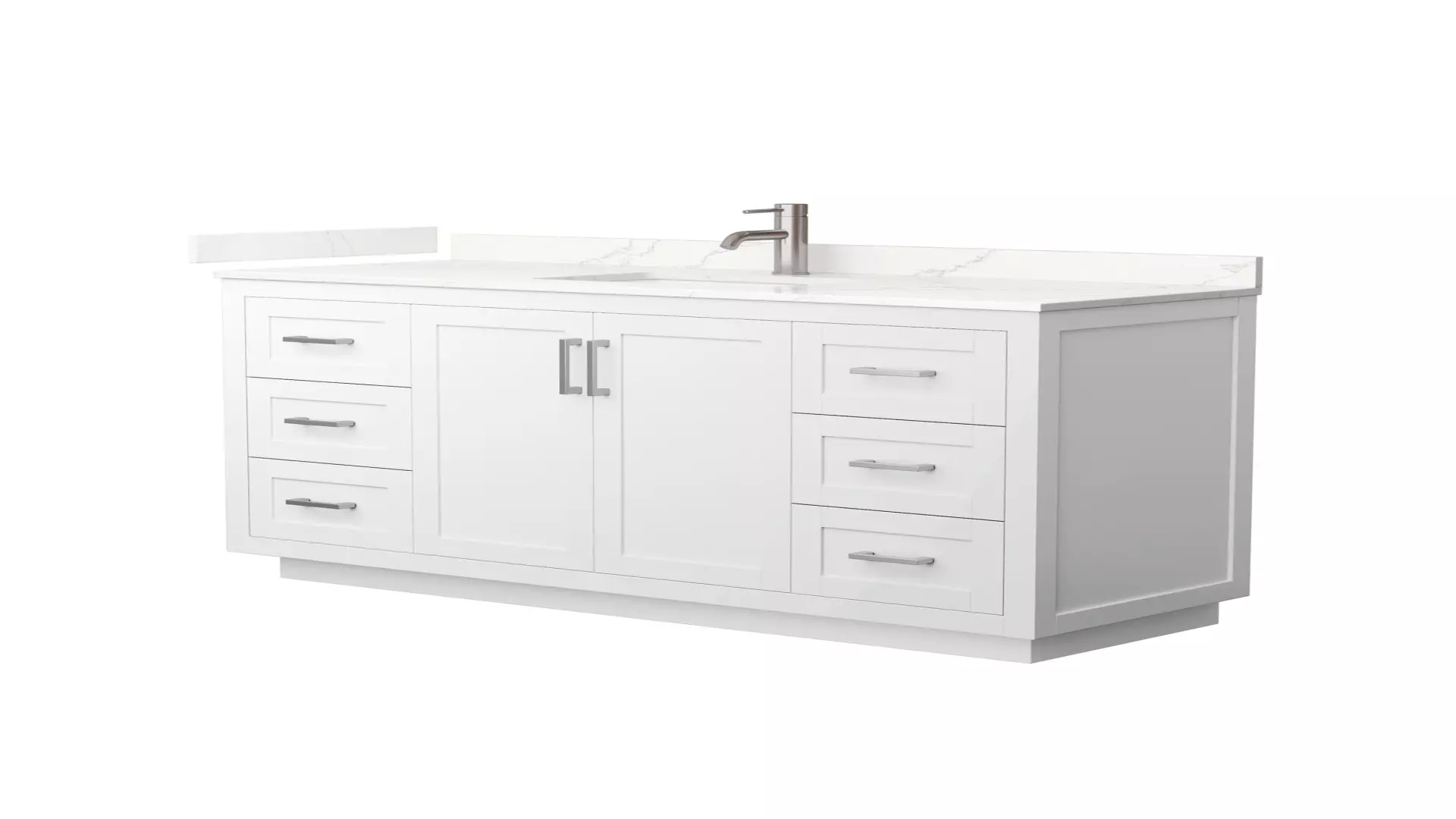 Miranda 60 Inch Single Bathroom Vanity in White, Giotto Quartz Countertop, Undermount Square Sink (1-Hole), Brushed Nickel Trim material