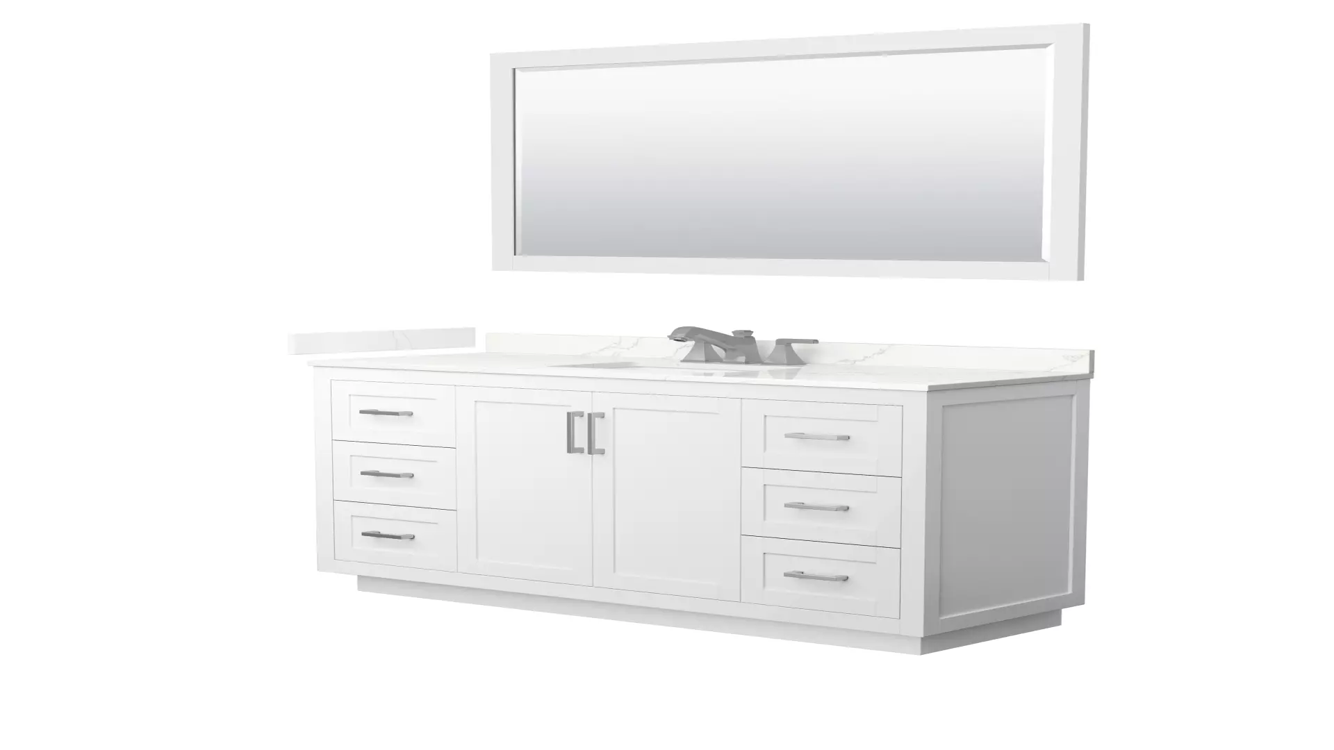 Miranda 60 Inch Single Bathroom Vanity in White, Giotto Quartz Countertop, Undermount Square Sink (3-Hole), Brushed Nickel Trim, 58 Inch Mirror material