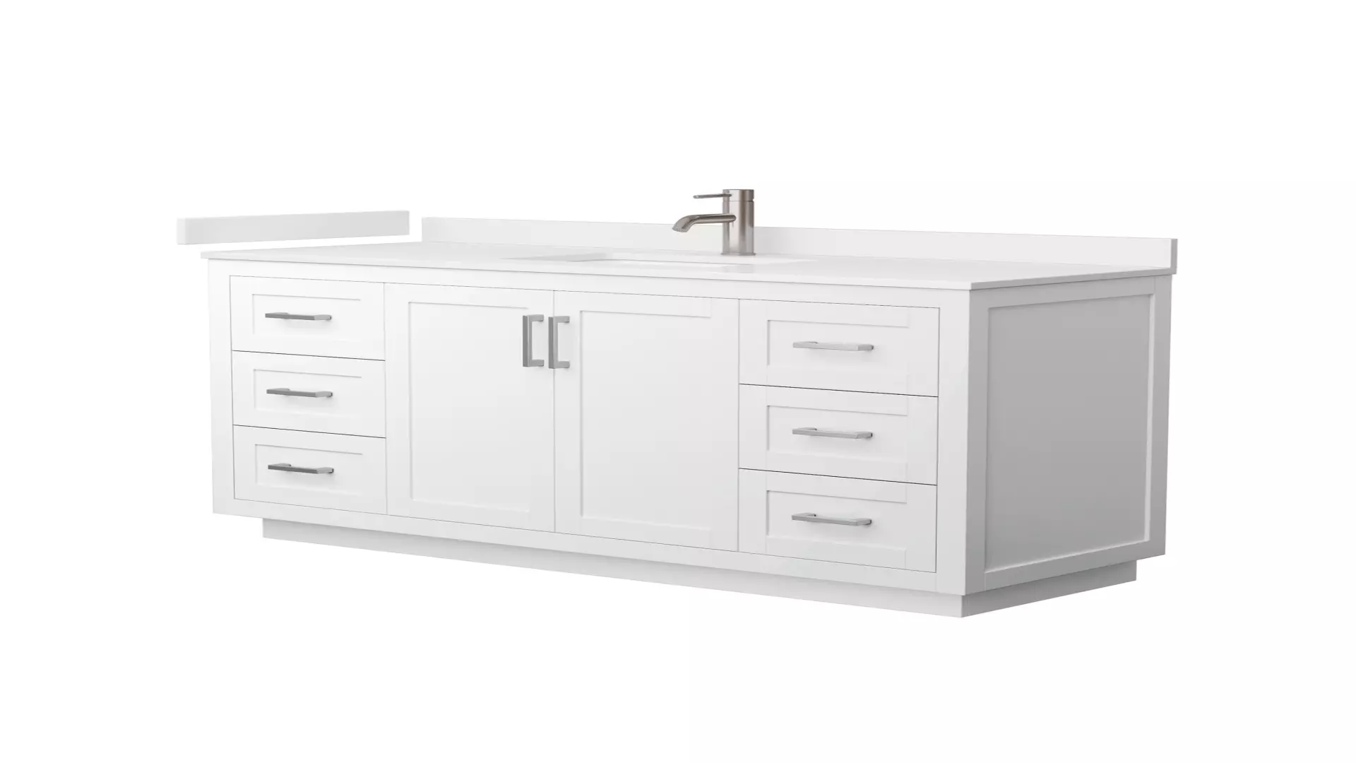 Miranda 60 Inch Single Bathroom Vanity in White, White Quartz Countertop, Undermount Square Sink (1-Hole), Brushed Nickel Trim material