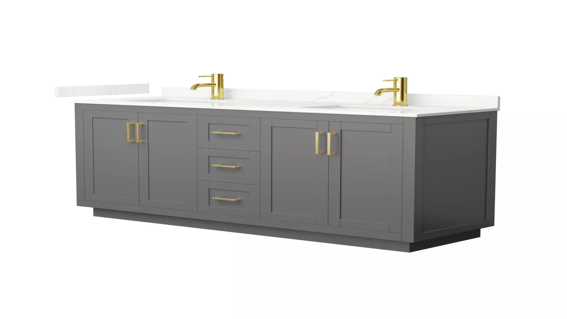 Miranda 66 Inch Double Bathroom Vanity in Dark Gray, Giotto Quartz Countertop, Undermount Square Sinks (1-Hole), Brushed Gold Trim material