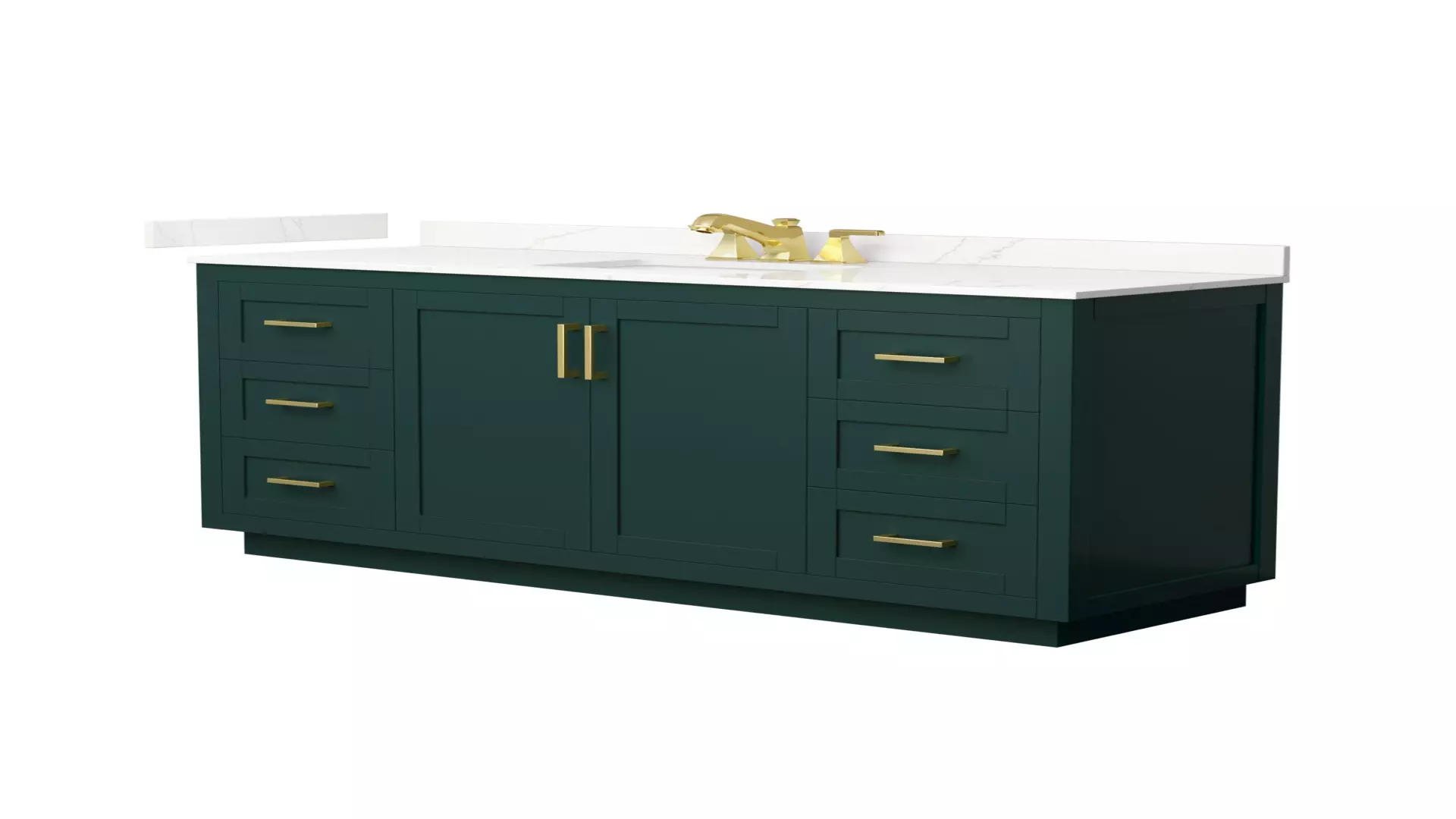 Miranda 66 Inch Single Bathroom Vanity in Green, Giotto Quartz Countertop, Undermount Square Sink (3-Hole), Brushed Gold Trim material