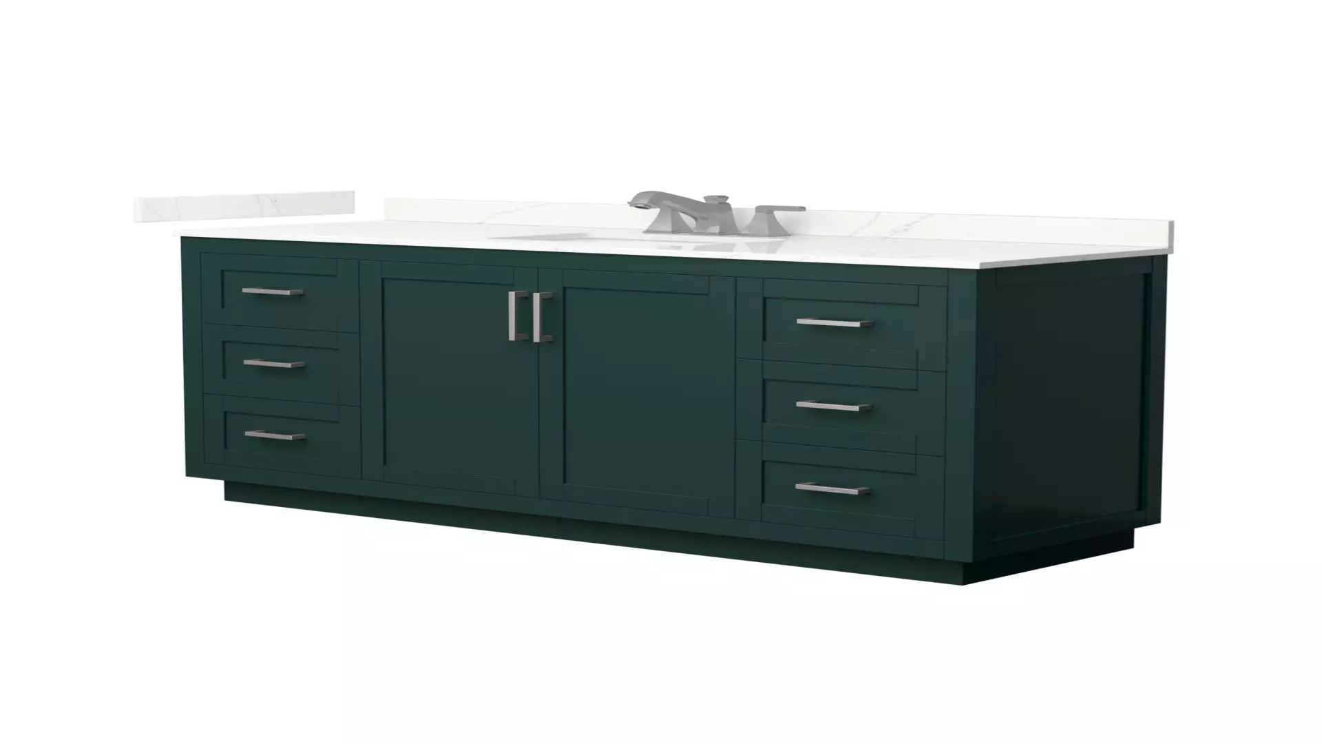 Miranda 66 Inch Single Bathroom Vanity in Green, Giotto Quartz Countertop, Undermount Square Sink (3-Hole), Brushed Nickel Trim material