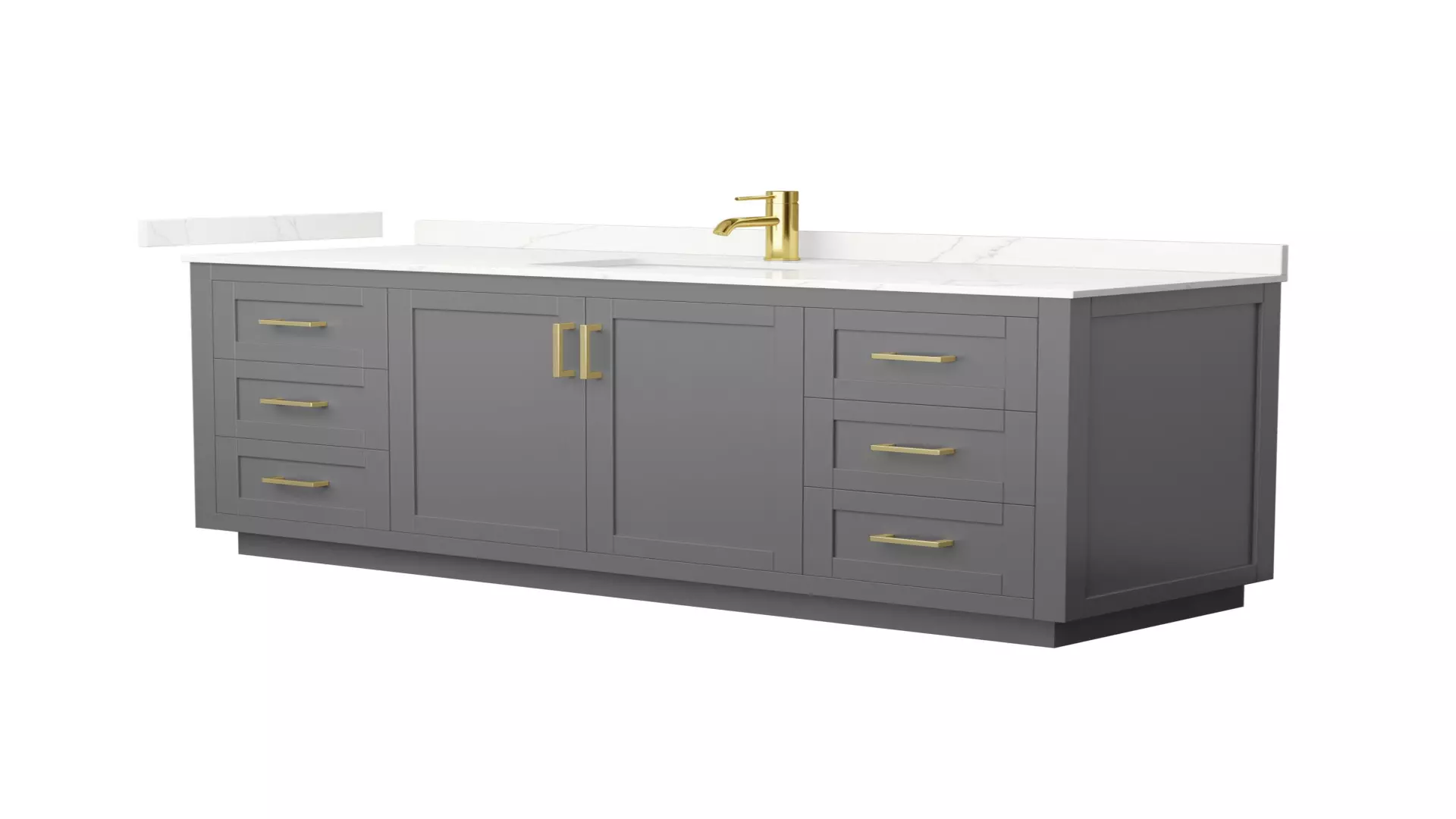 Miranda 66 Inch Single Bathroom Vanity in Dark Gray, Giotto Quartz Countertop, Undermount Square Sink (1-Hole), Brushed Gold Trim material