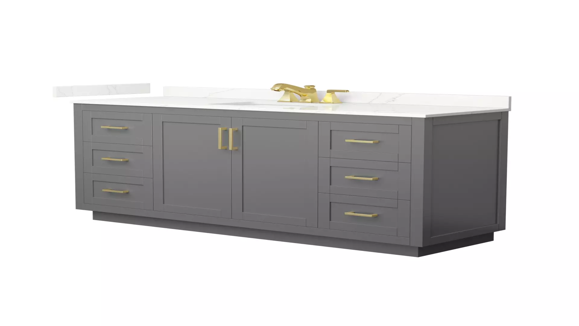 Miranda 66 Inch Single Bathroom Vanity in Dark Gray, Giotto Quartz Countertop, Undermount Square Sink (3-Hole), Brushed Gold Trim material