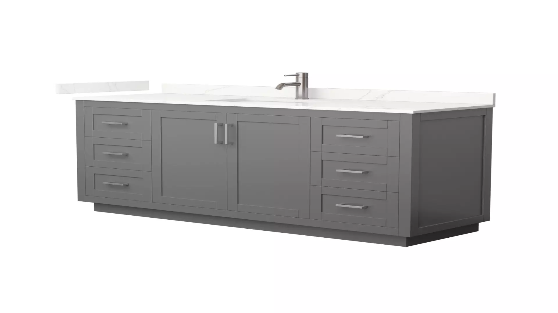 Miranda 66 Inch Single Bathroom Vanity in Dark Gray, Giotto Quartz Countertop, Undermount Square Sink (1-Hole), Brushed Nickel Trim material