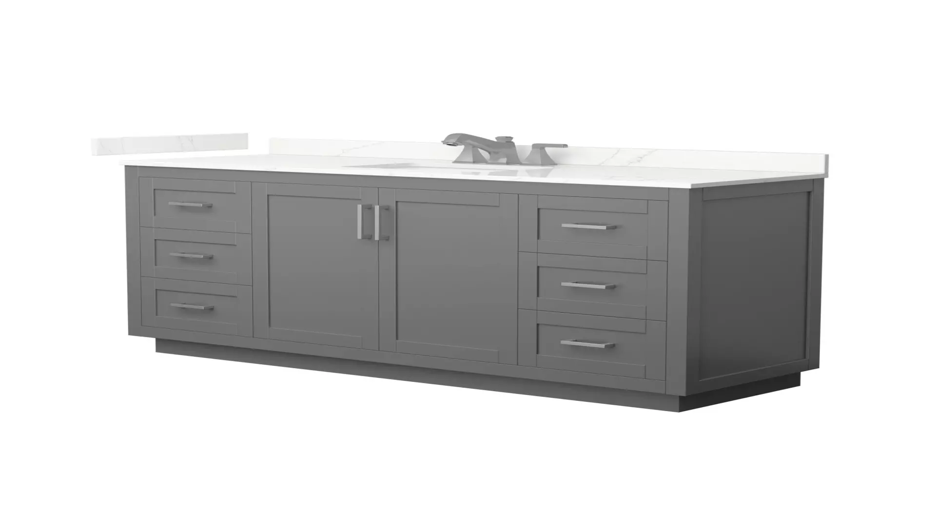 Miranda 66 Inch Single Bathroom Vanity in Dark Gray, Giotto Quartz Countertop, Undermount Square Sink (3-Hole), Brushed Nickel Trim material