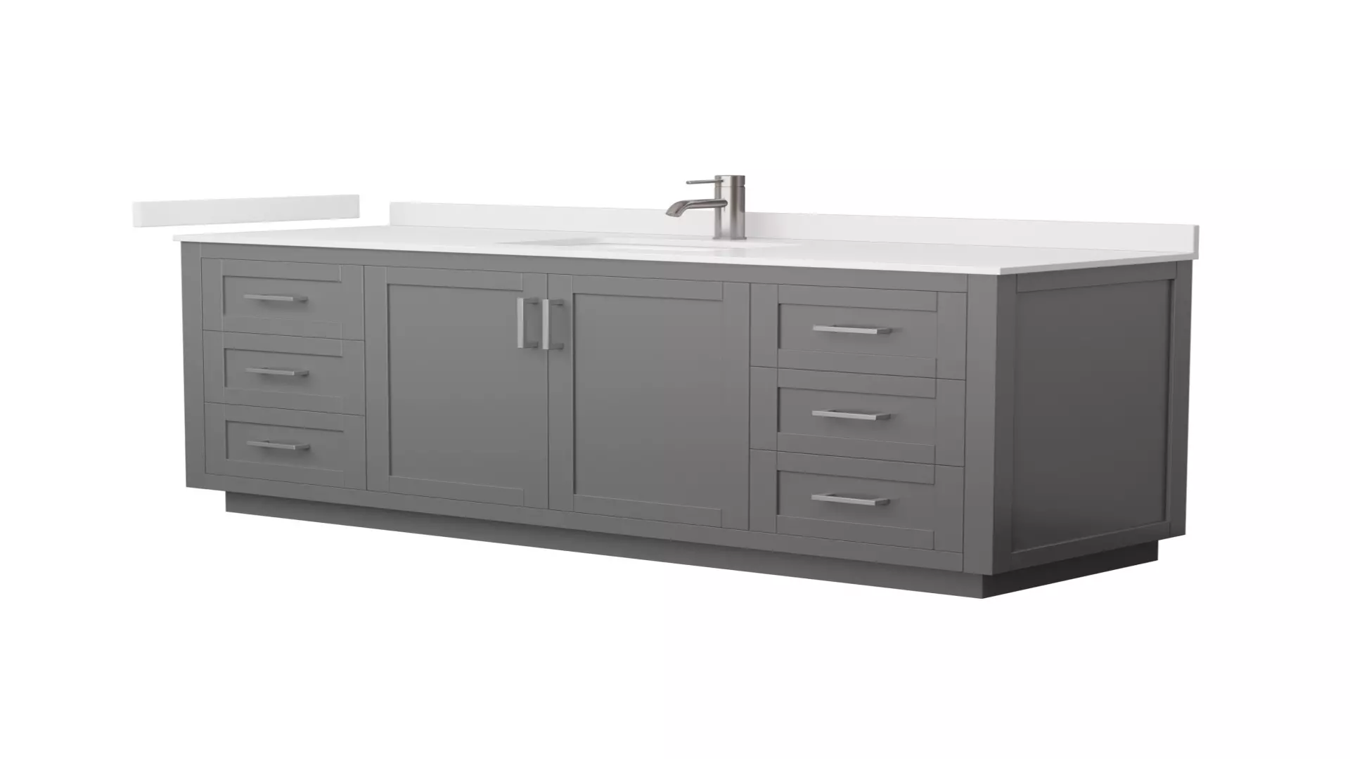 Miranda 66 Inch Single Bathroom Vanity in Dark Gray, White Quartz Countertop, Undermount Square Sink (1-Hole), Brushed Nickel Trim material