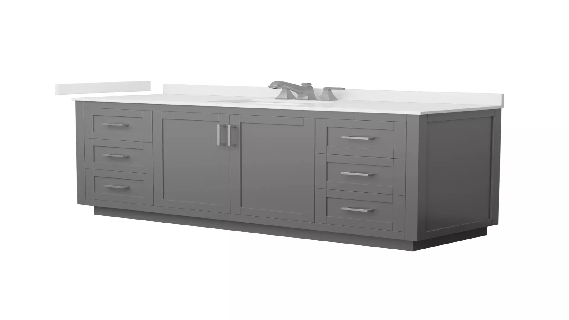 Miranda 66 Inch Single Bathroom Vanity in Dark Gray, White Quartz Countertop, Undermount Square Sink (3-Hole), Brushed Nickel Trim material