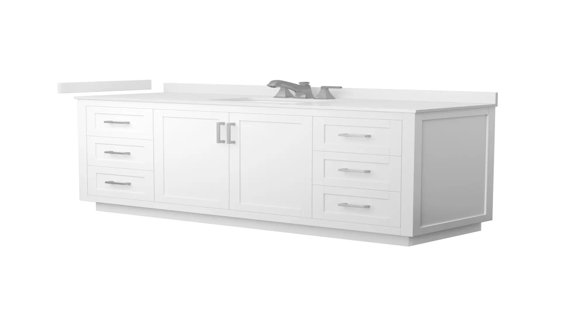 Miranda 66 Inch Single Bathroom Vanity in White, White Quartz Countertop, Undermount Square Sink (3-Hole), Brushed Nickel Trim material