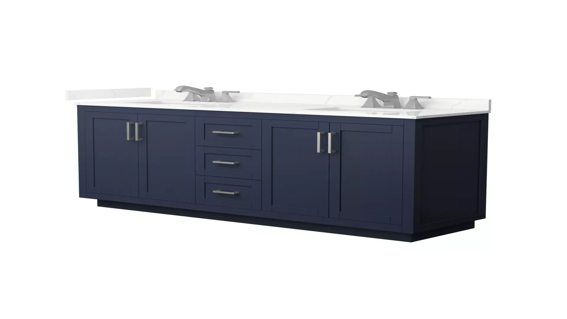 Miranda 72 Inch Double Bathroom Vanity in Dark Blue, Giotto Quartz Countertop, Undermount Square Sinks (3-Hole), Brushed Nickel Trim material