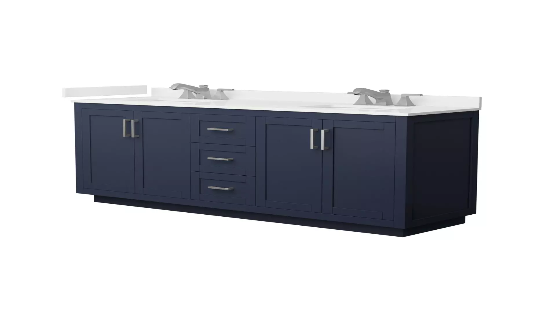 Miranda 72 Inch Double Bathroom Vanity in Dark Blue, White Quartz Countertop, Undermount Square Sinks (3-Hole), Brushed Nickel Trim material