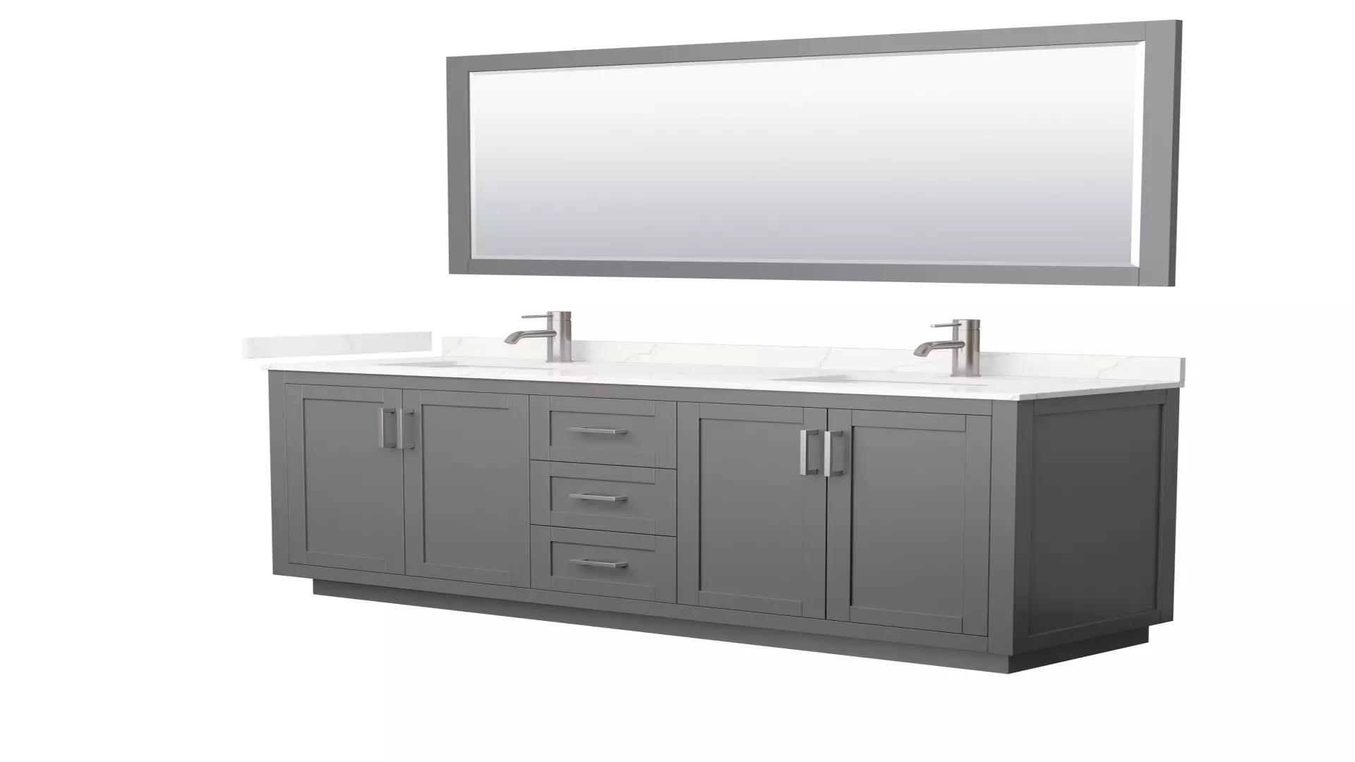 Miranda 72 Inch Double Bathroom Vanity in Dark Gray, Giotto Quartz Countertop, Undermount Square Sinks (1-Hole), Brushed Nickel Trim, 70 Inch Mirror material