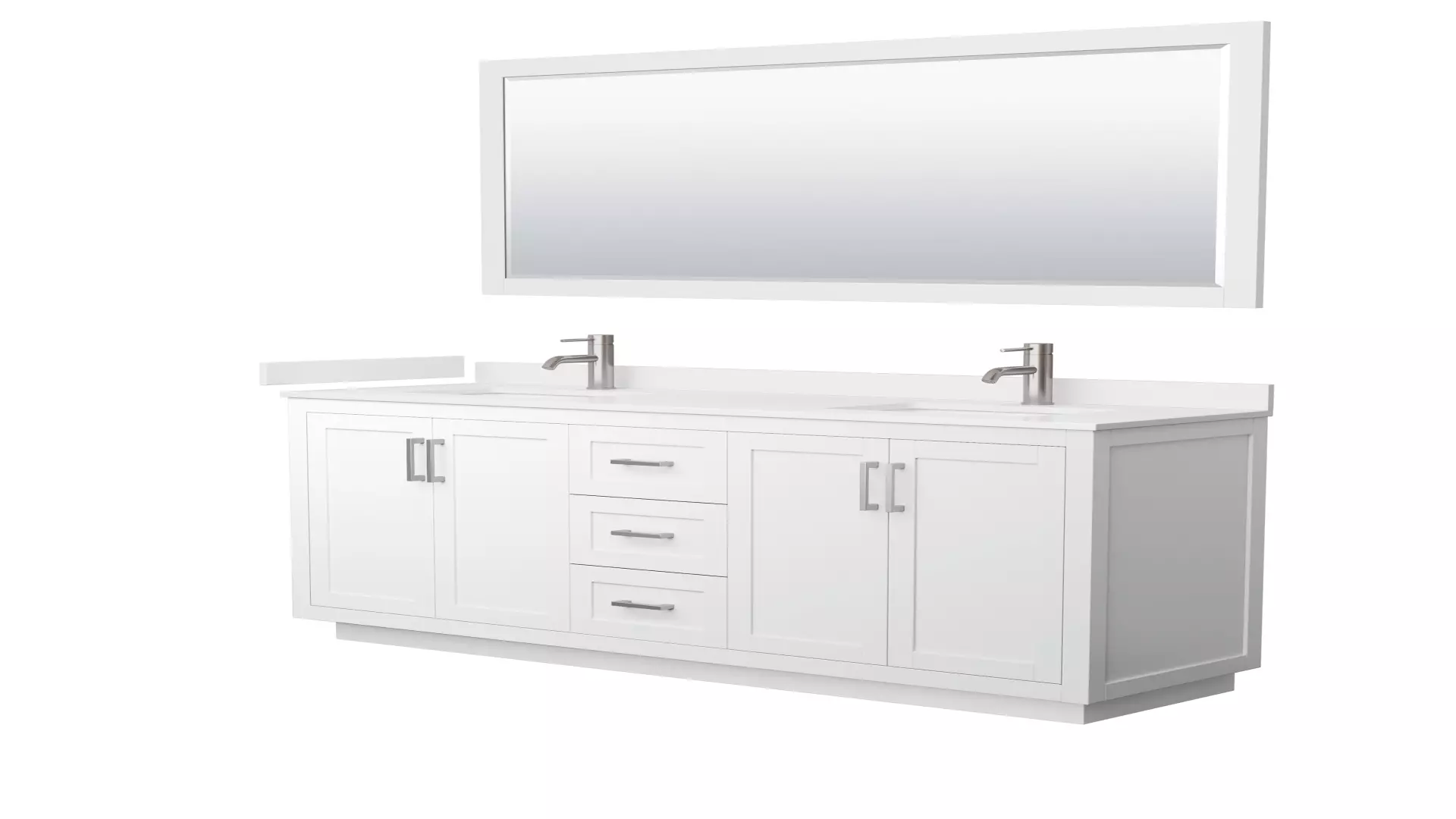 Miranda 72 Inch Double Bathroom Vanity in White, White Quartz Countertop, Undermount Square Sinks (1-Hole), Brushed Nickel Trim, 70 Inch Mirror material