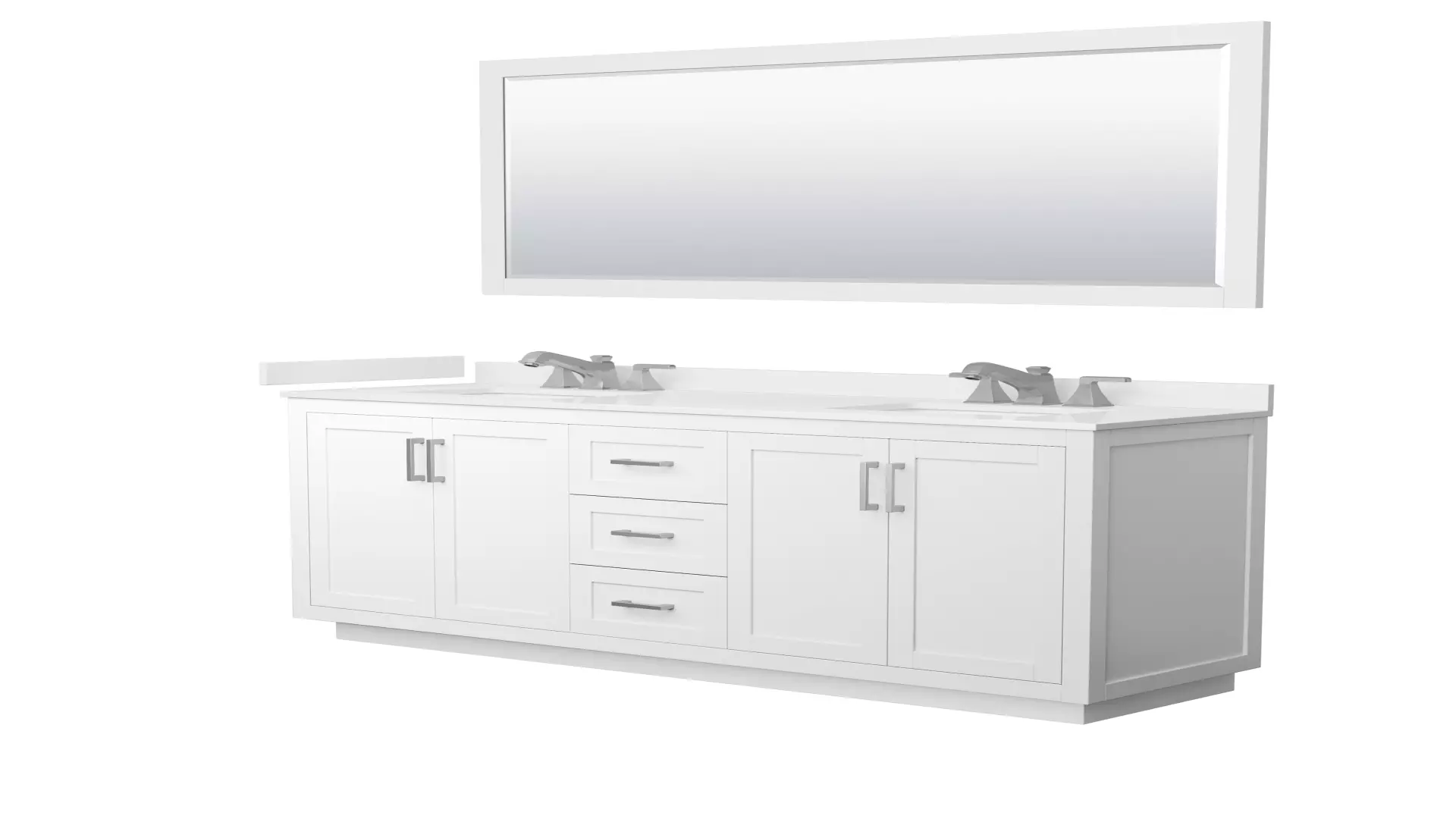 Miranda 72 Inch Double Bathroom Vanity in White, White Quartz Countertop, Undermount Square Sinks (3-Hole), Brushed Nickel Trim, 70 Inch Mirror material