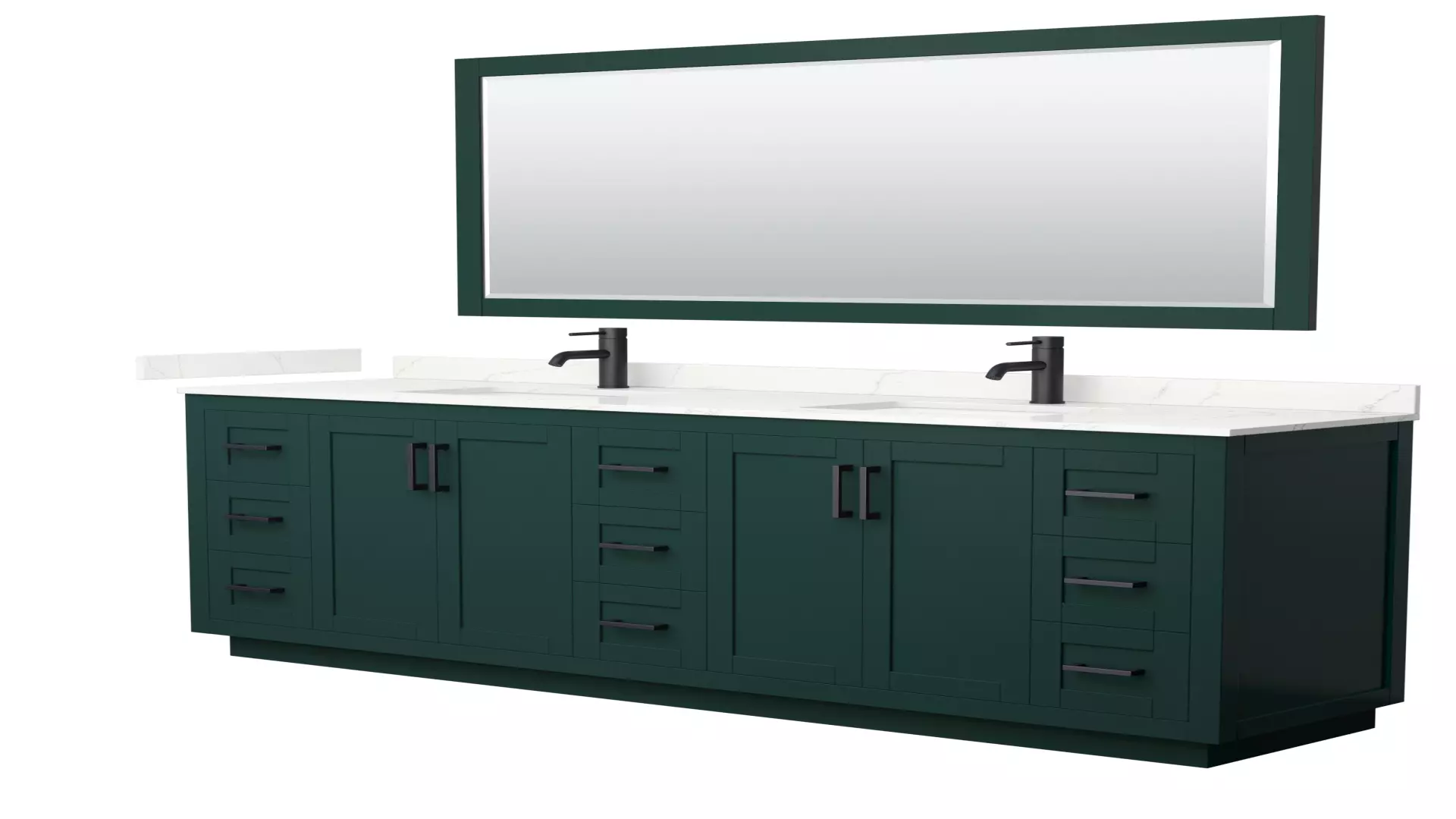 Miranda 84 Inch Double Bathroom Vanity in Green, Giotto Quartz Countertop, Undermount Square Sinks (1-Hole), Matte Black Trim, 70 Inch Mirror material