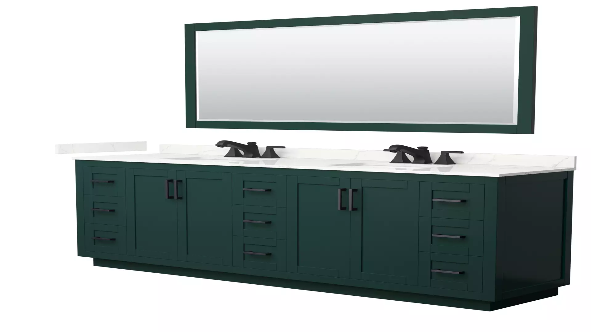 Miranda 84 Inch Double Bathroom Vanity in Green, Giotto Quartz Countertop, Undermount Square Sinks (3-Hole), Matte Black Trim, 70 Inch Mirror material