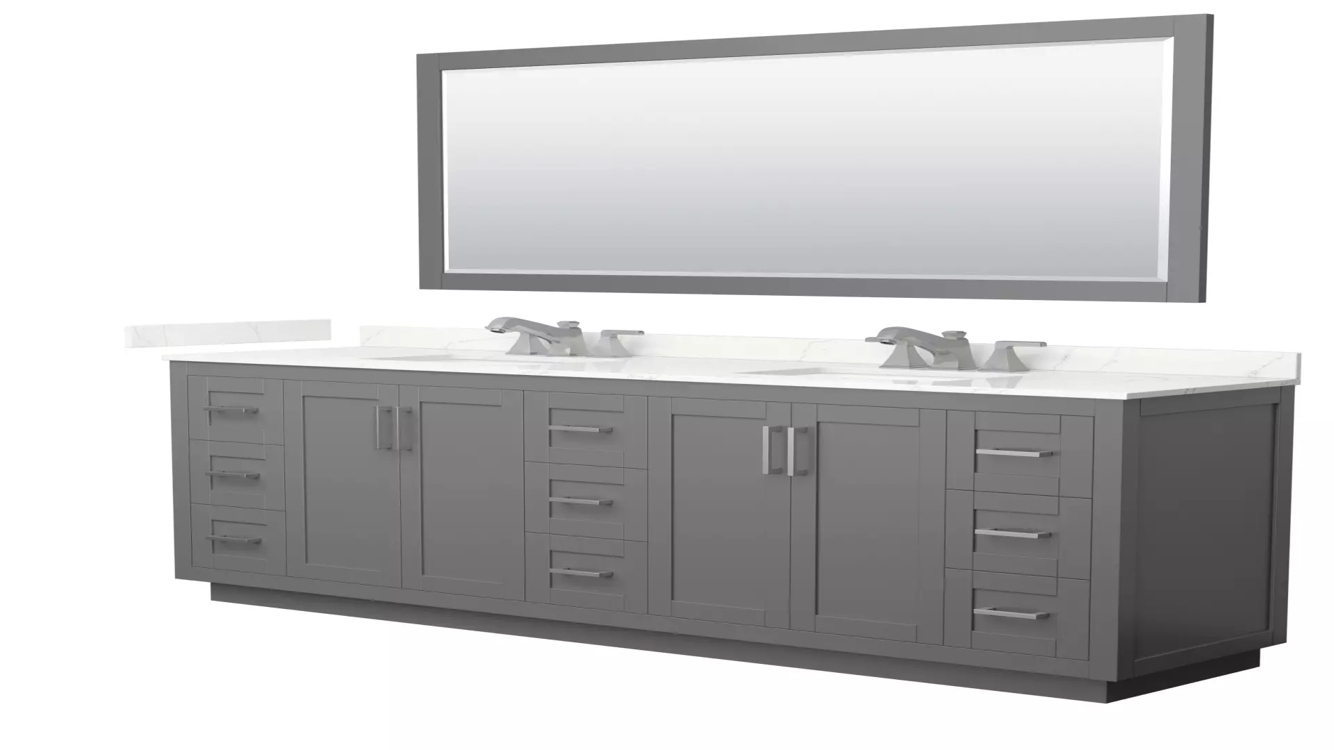Miranda 84 Inch Double Bathroom Vanity in Dark Gray, Giotto Quartz Countertop, Undermount Square Sinks (3-Hole), Brushed Nickel Trim, 70 Inch Mirror material