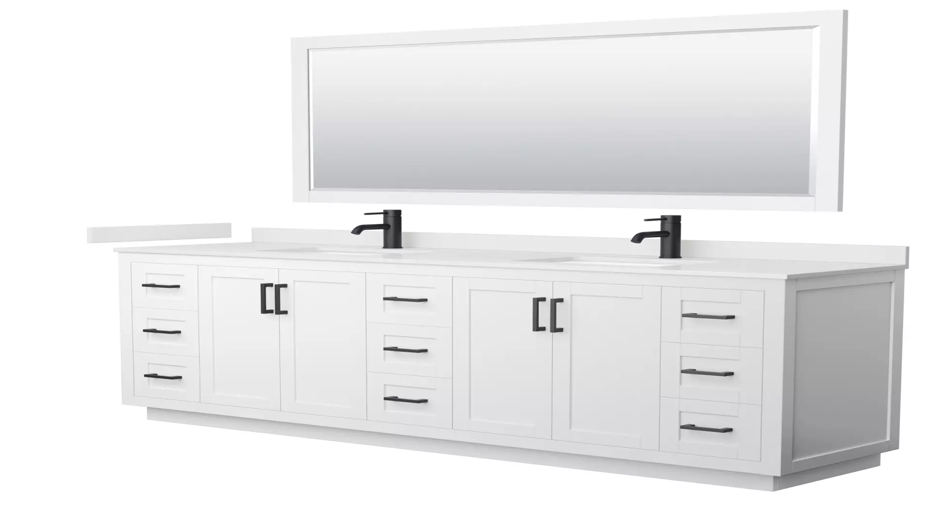 Miranda 84 Inch Double Bathroom Vanity in White, White Quartz Countertop, Undermount Square Sinks (1-Hole), Matte Black Trim, 70 Inch Mirror material