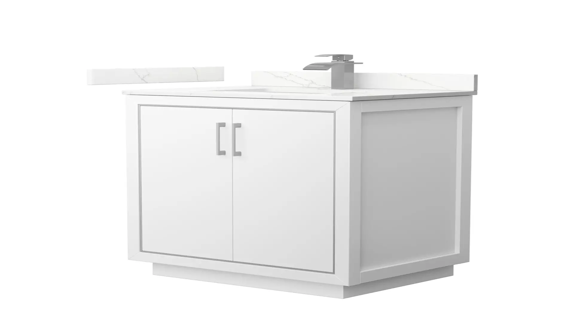 Icon 30 Inch Single Bathroom Vanity in White, Giotto Quartz Countertop, Undermount Square Sink (1-Hole), Brushed Nickel Trim material