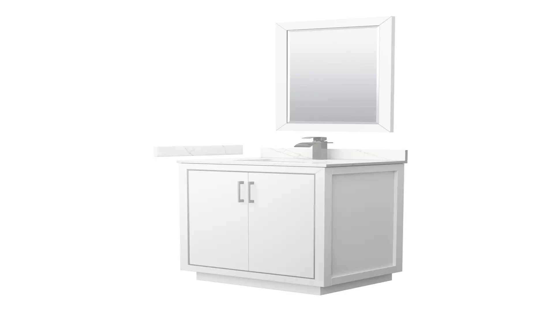 Icon 30 Inch Single Bathroom Vanity in White, Giotto Quartz Countertop, Undermount Square Sink (1-Hole), Brushed Nickel Trim, 24 Inch Mirror material