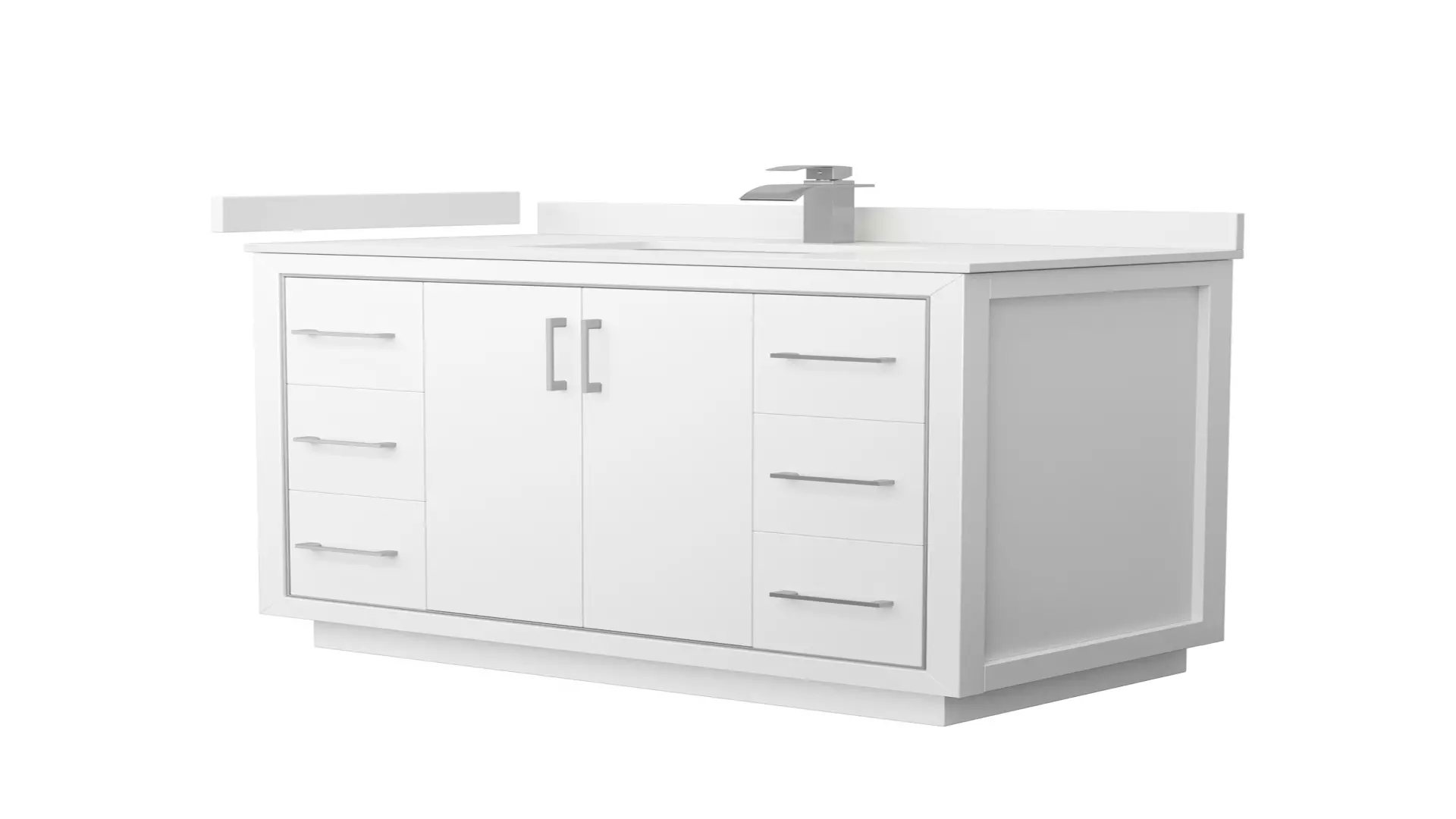 Icon 42 Inch Single Bathroom Vanity in White, White Quartz Countertop, Undermount Square Sink (1-Hole), Brushed Nickel Trim material