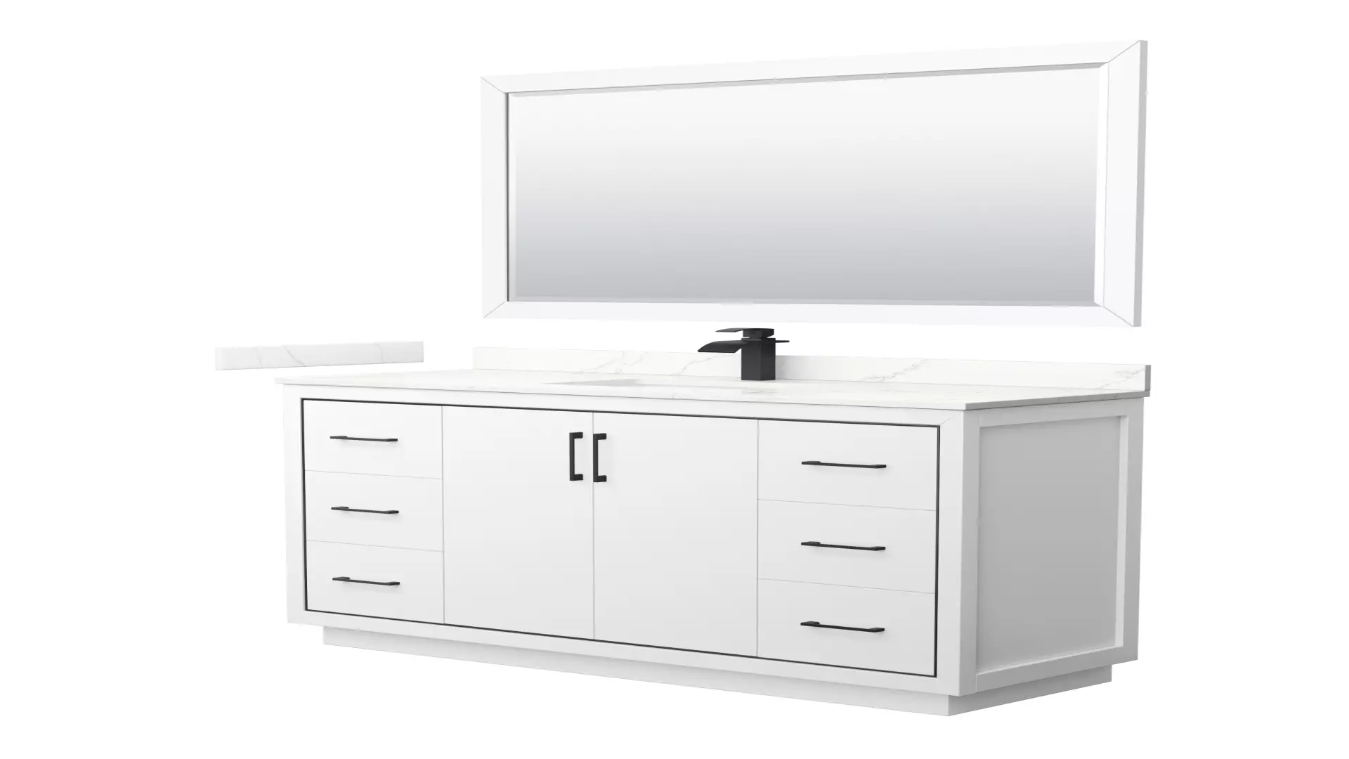 Icon 60 Inch Single Bathroom Vanity in White, Giotto Quartz Countertop, Undermount Square Sink (1-Hole), Matte Black Trim, 58 Inch Mirror material