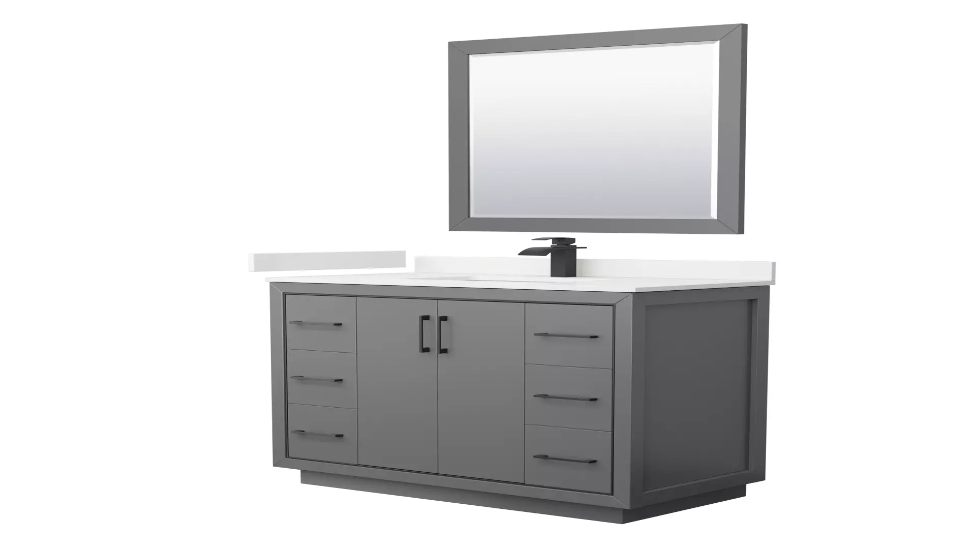 Icon 42 Inch Single Bathroom Vanity in Dark Gray, White Quartz Countertop, Undermount Square Sink (1-Hole), Matte Black Trim, 34 Inch Mirror material