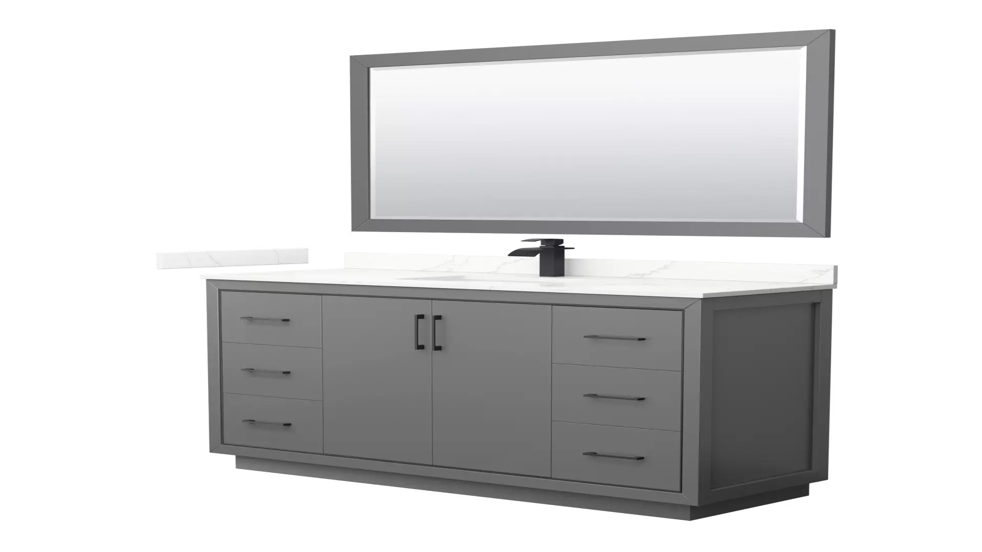 Icon 60 Inch Single Bathroom Vanity in Dark Gray, Giotto Quartz Countertop, Undermount Square Sink (1-Hole), Matte Black Trim, 58 Inch Mirror material