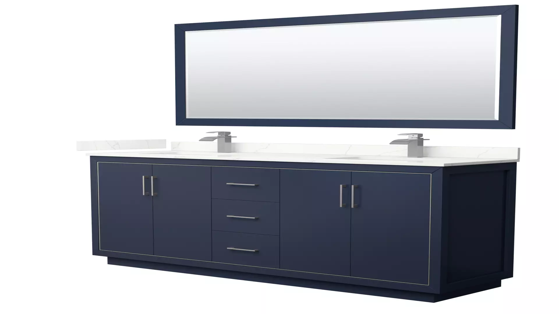 Icon 72 Inch Double Bathroom Vanity in Dark Blue, Giotto Quartz Countertop, Undermount Square Sinks (1-Hole), Brushed Nickel Trim, 70 Inch Mirror material