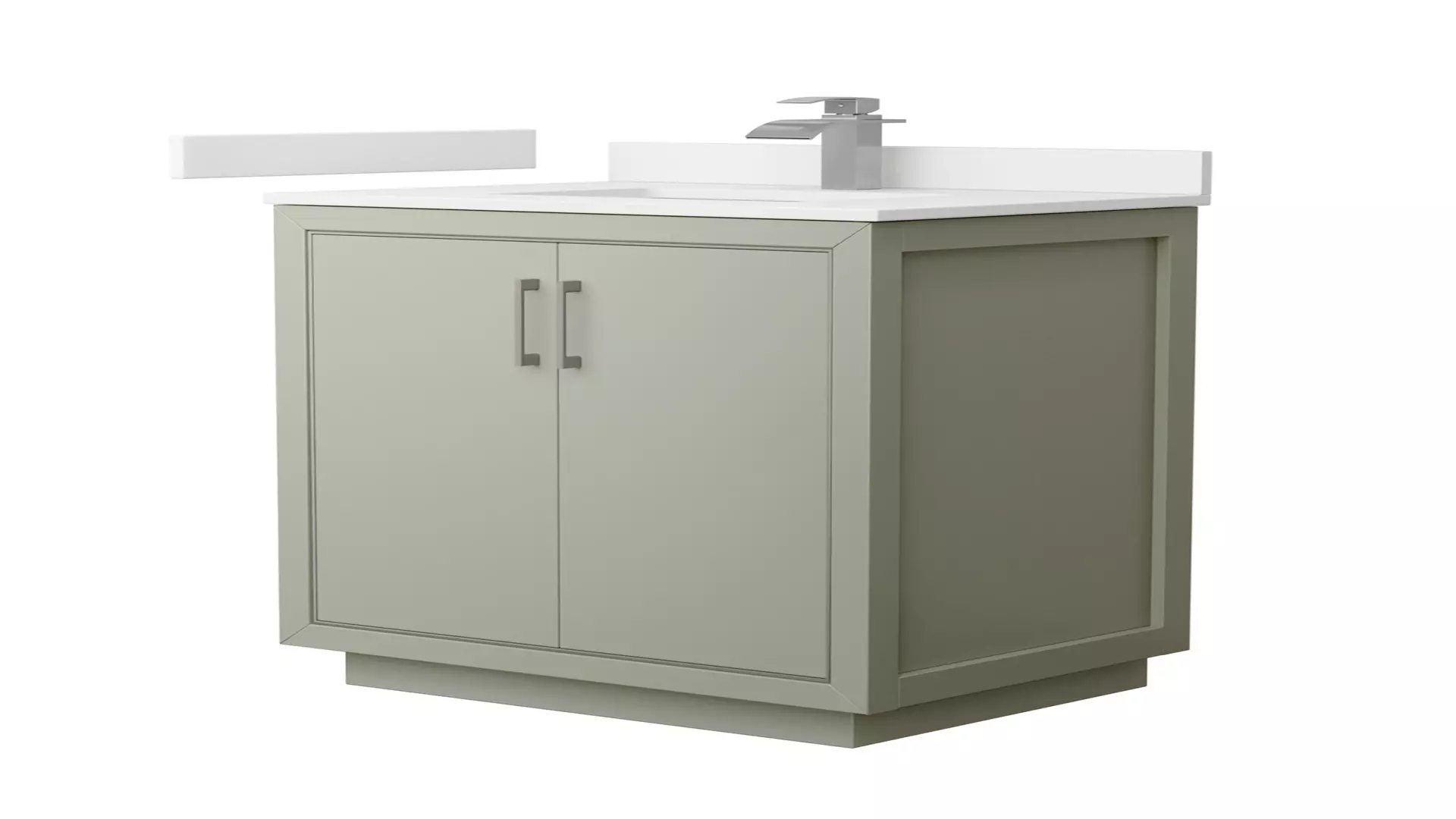 Icon 30 Inch Single Bathroom Vanity in Light Green, White Quartz Countertop, Undermount Square Sink (1-Hole), Brushed Nickel Trim material