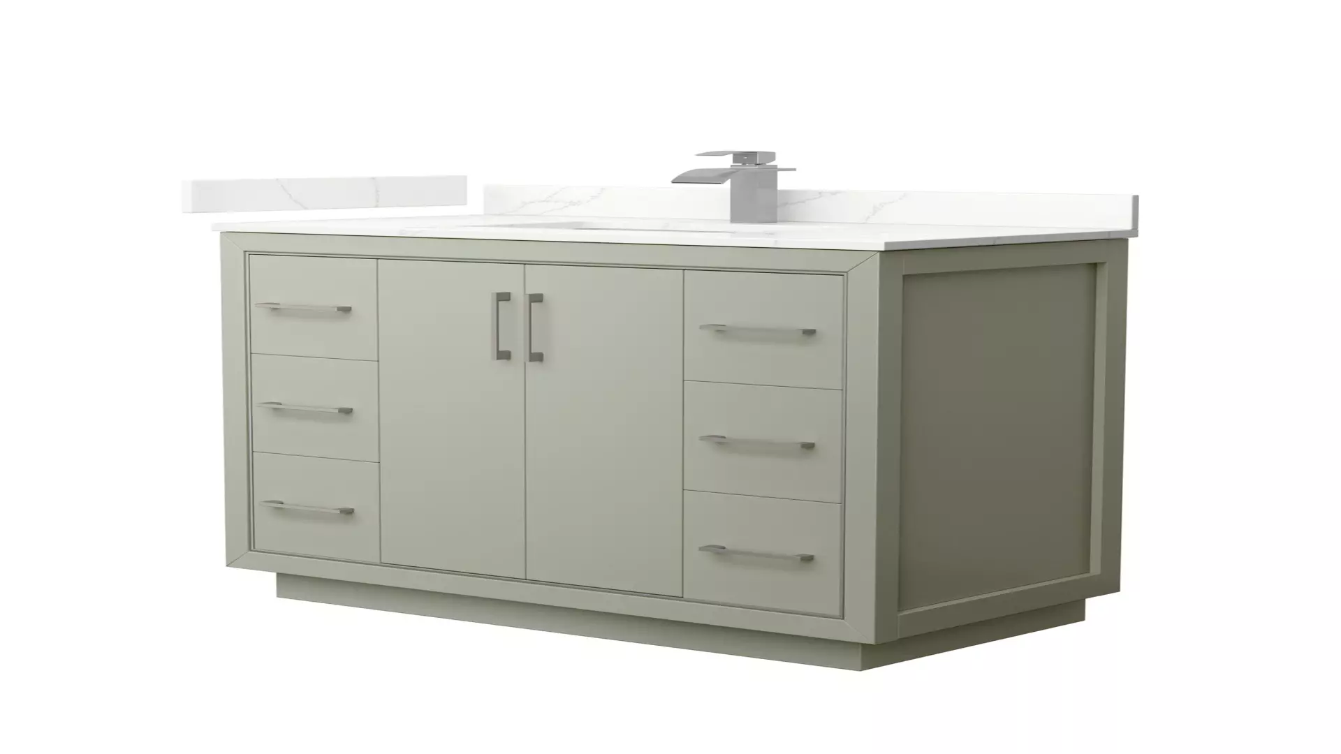 Icon 42 Inch Single Bathroom Vanity in Light Green, Giotto Quartz Countertop, Undermount Square Sink (1-Hole), Brushed Nickel Trim material