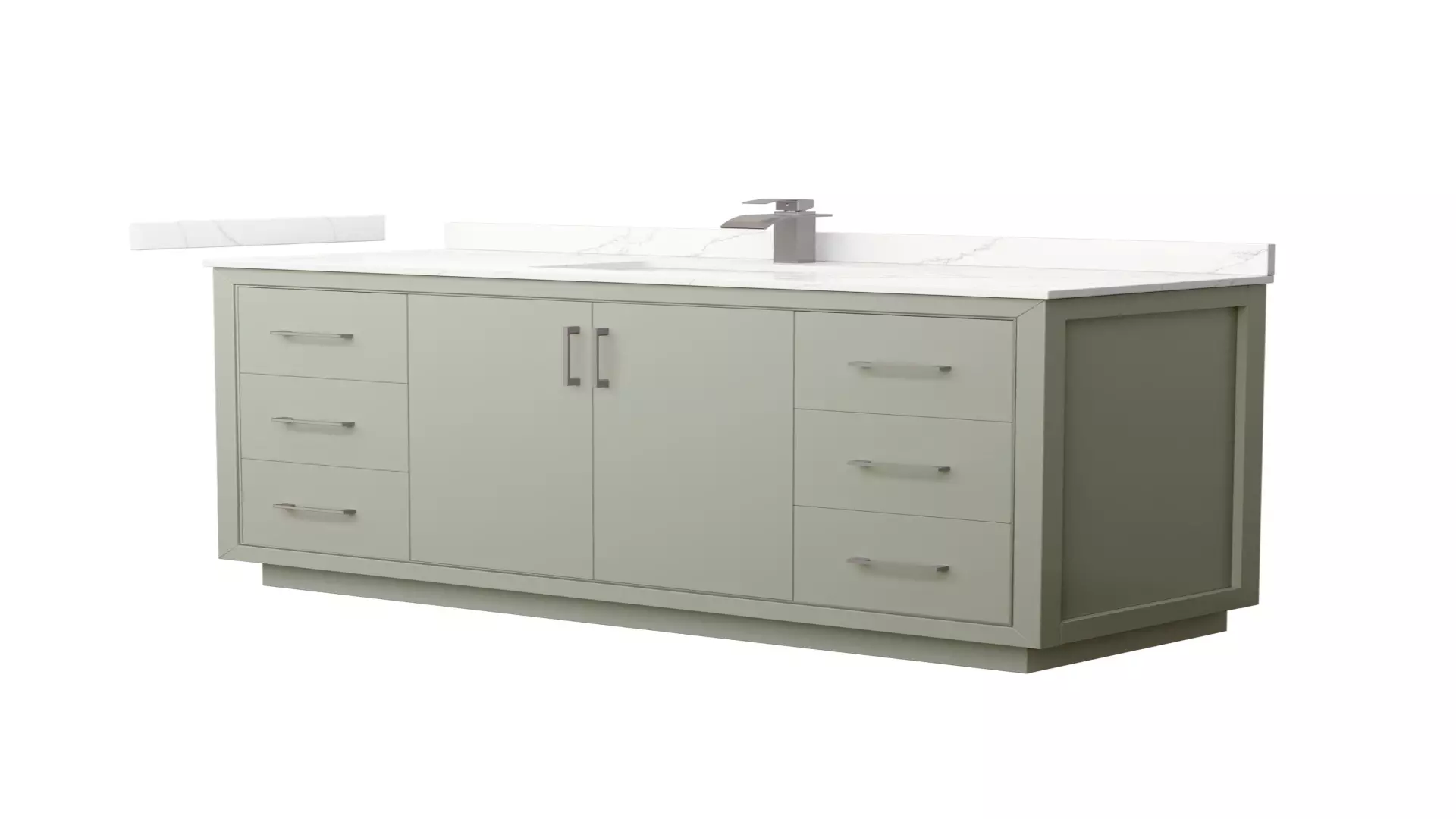 Icon 60 Inch Single Bathroom Vanity in Light Green, Giotto Quartz Countertop, Undermount Square Sink (1-Hole), Brushed Nickel Trim material
