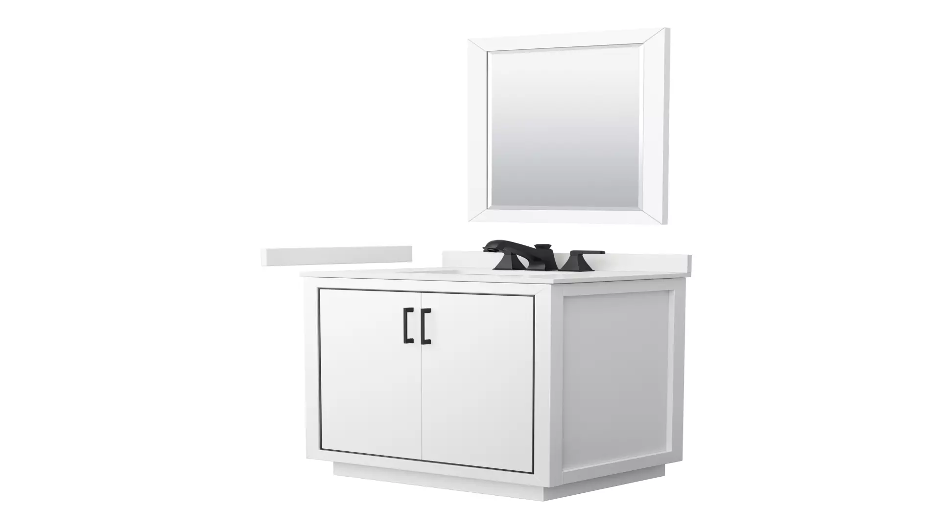 Icon 30 Inch Single Bathroom Vanity in White, White Quartz Countertop, Undermount Square Sink (3-Hole), Matte Black Trim, 24 Inch Mirror material