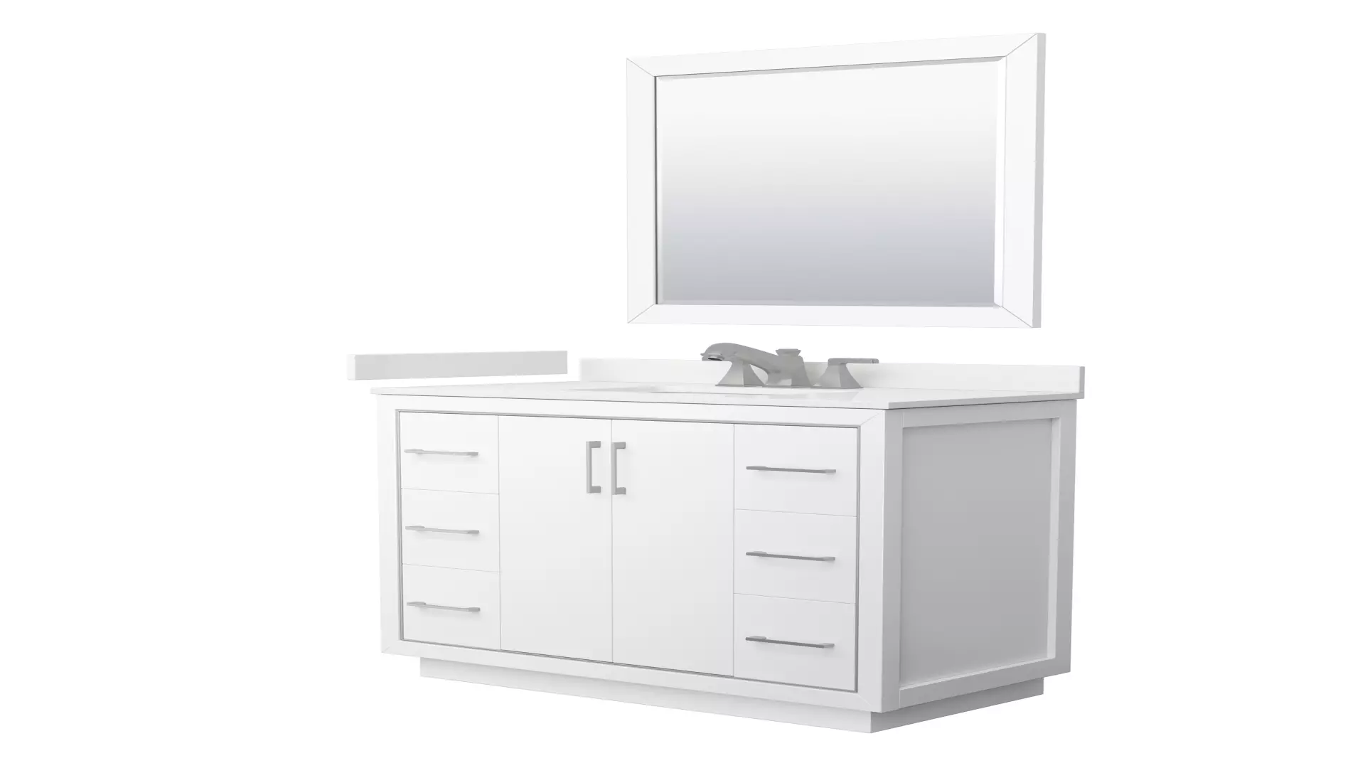 Icon 42 Inch Single Bathroom Vanity in White, White Quartz Countertop, Undermount Square Sink (3-Hole), Brushed Nickel Trim, 34 Inch Mirror material