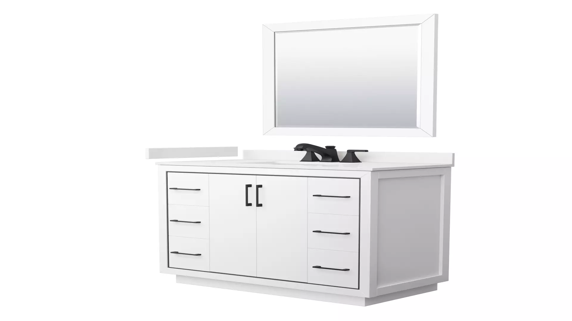 Icon 42 Inch Single Bathroom Vanity in White, White Quartz Countertop, Undermount Square Sink (3-Hole), Matte Black Trim, 34 Inch Mirror material