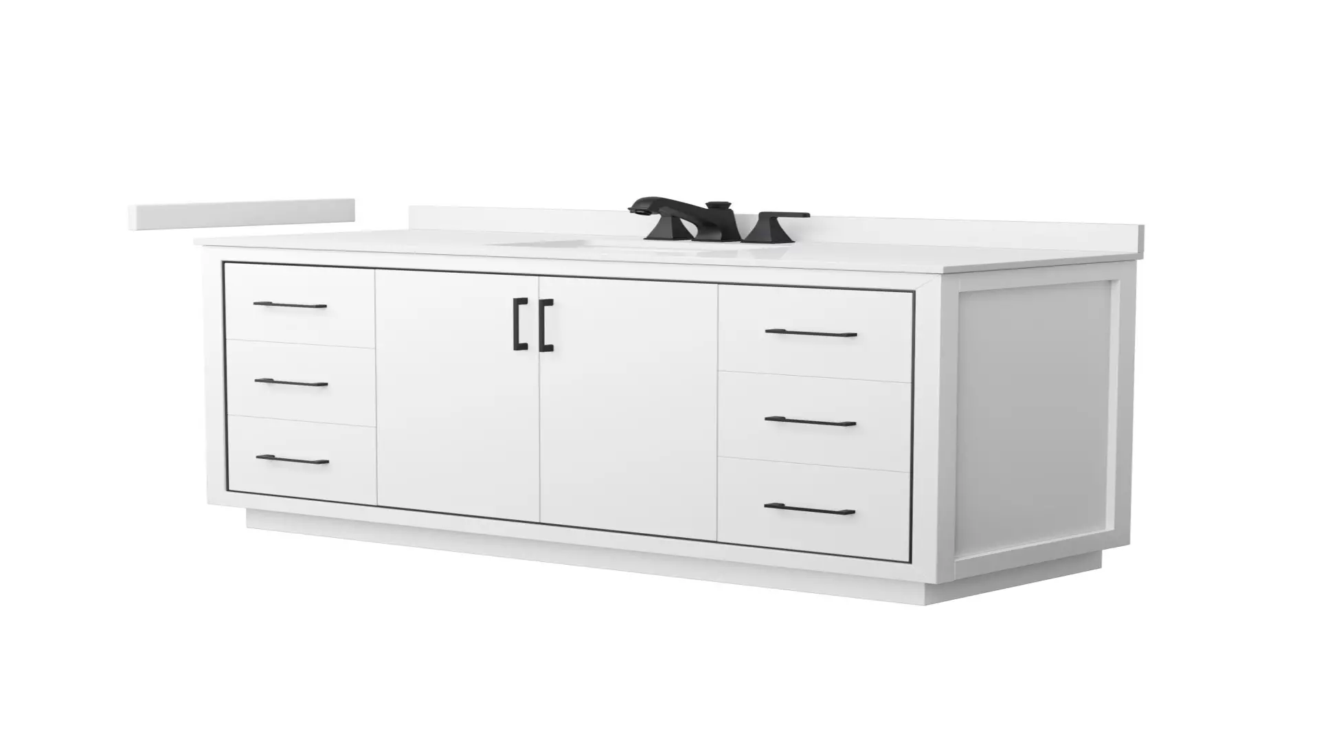 Icon 60 Inch Single Bathroom Vanity in White, White Quartz Countertop, Undermount Square Sink (3-Hole), Matte Black Trim material