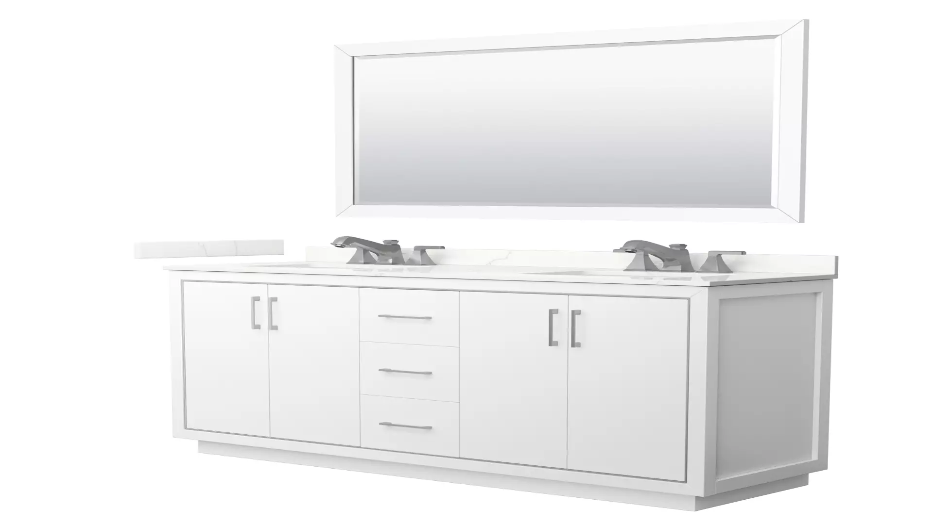 Icon 66 Inch Double Bathroom Vanity in White, Giotto Quartz Countertop, Undermount Square Sinks (3-Hole), Brushed Nickel Trim, 58 Inch Mirror material