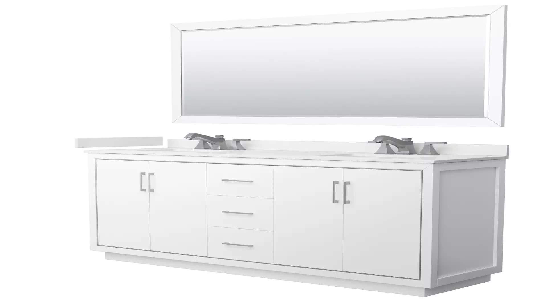 Icon 72 Inch Double Bathroom Vanity in White, White Quartz Countertop, Undermount Square Sinks (3-Hole), Brushed Nickel Trim, 70 Inch Mirror material