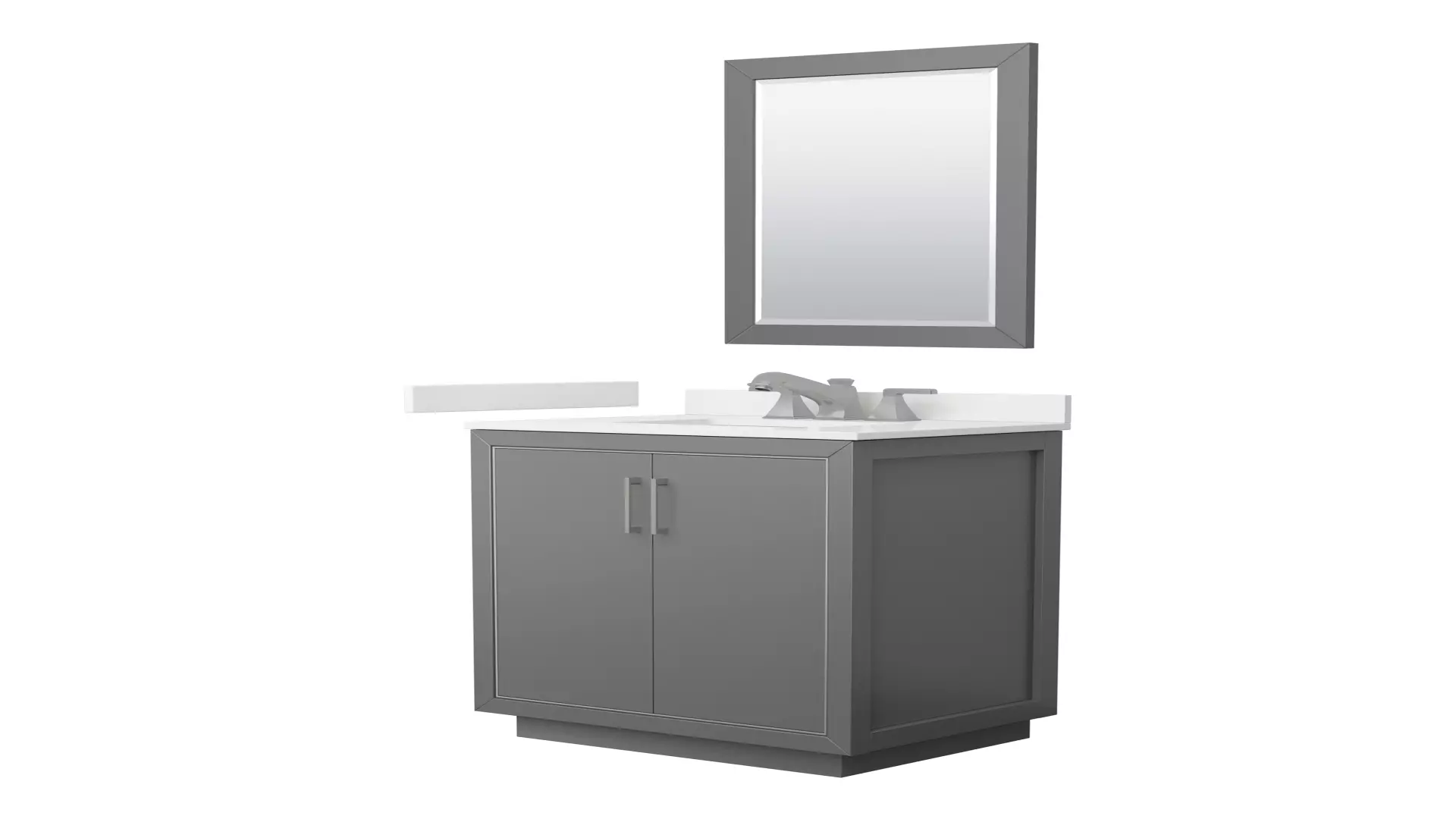 Icon 30 Inch Single Bathroom Vanity in Dark Gray, White Quartz Countertop, Undermount Square Sink (3-Hole), Brushed Nickel Trim, 24 Inch Mirror material